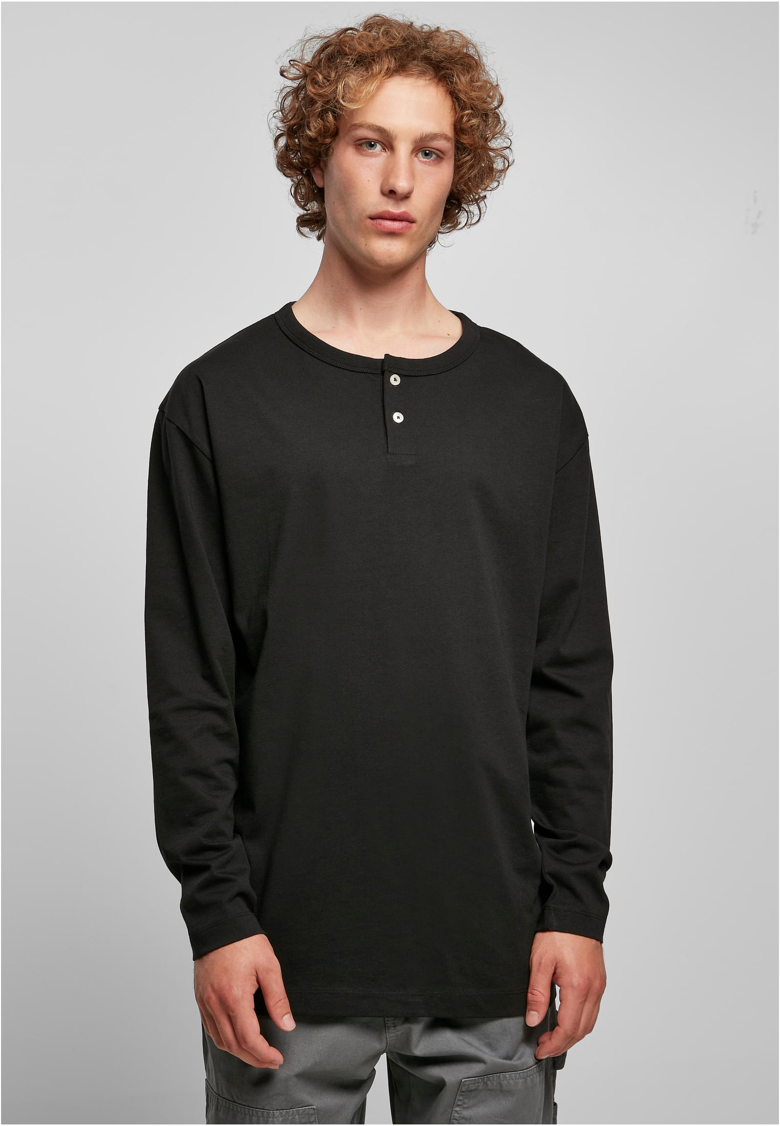 Organic Oversized Henley Longsleeve | black