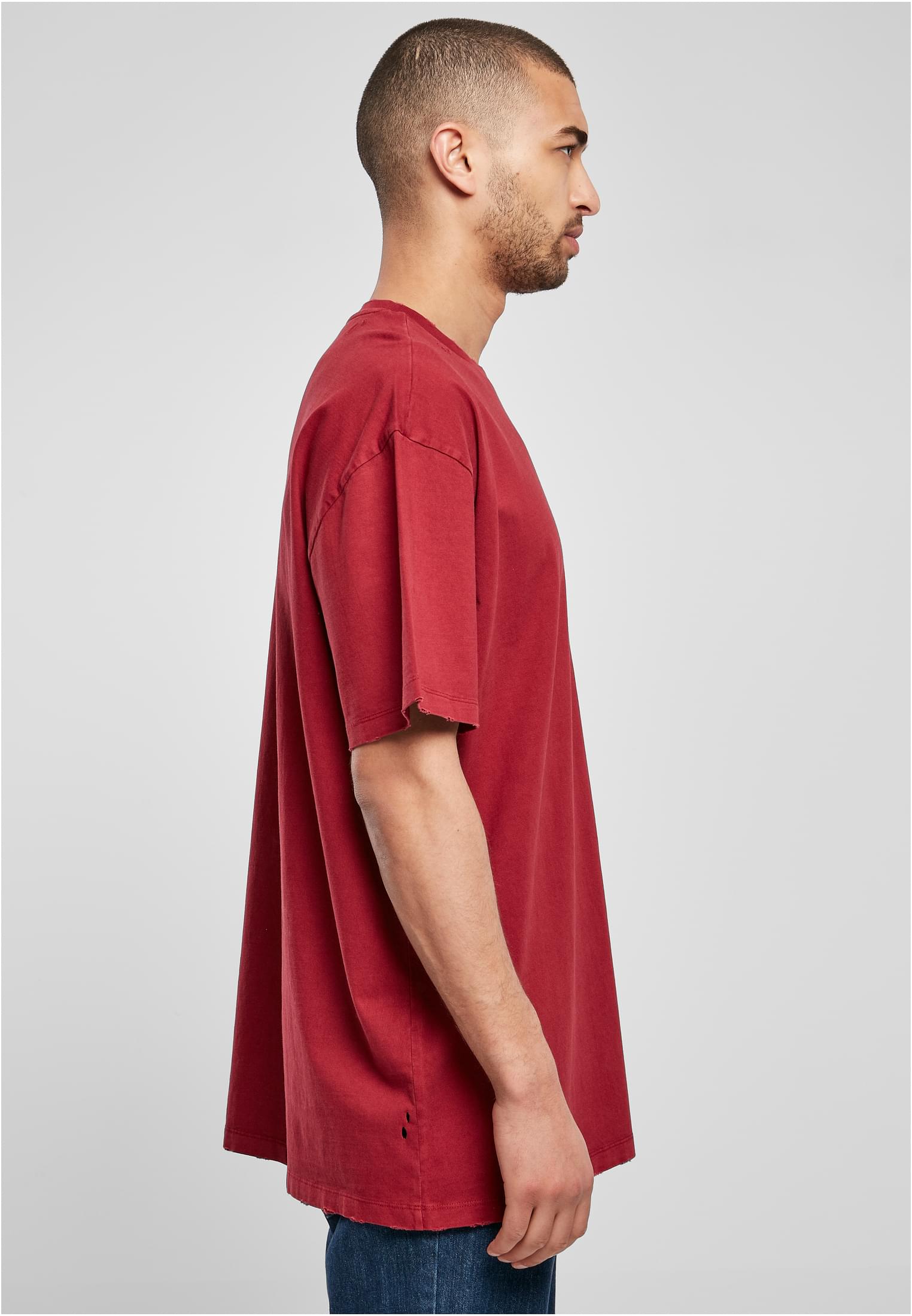 Oversized Distressed Tee | brickred