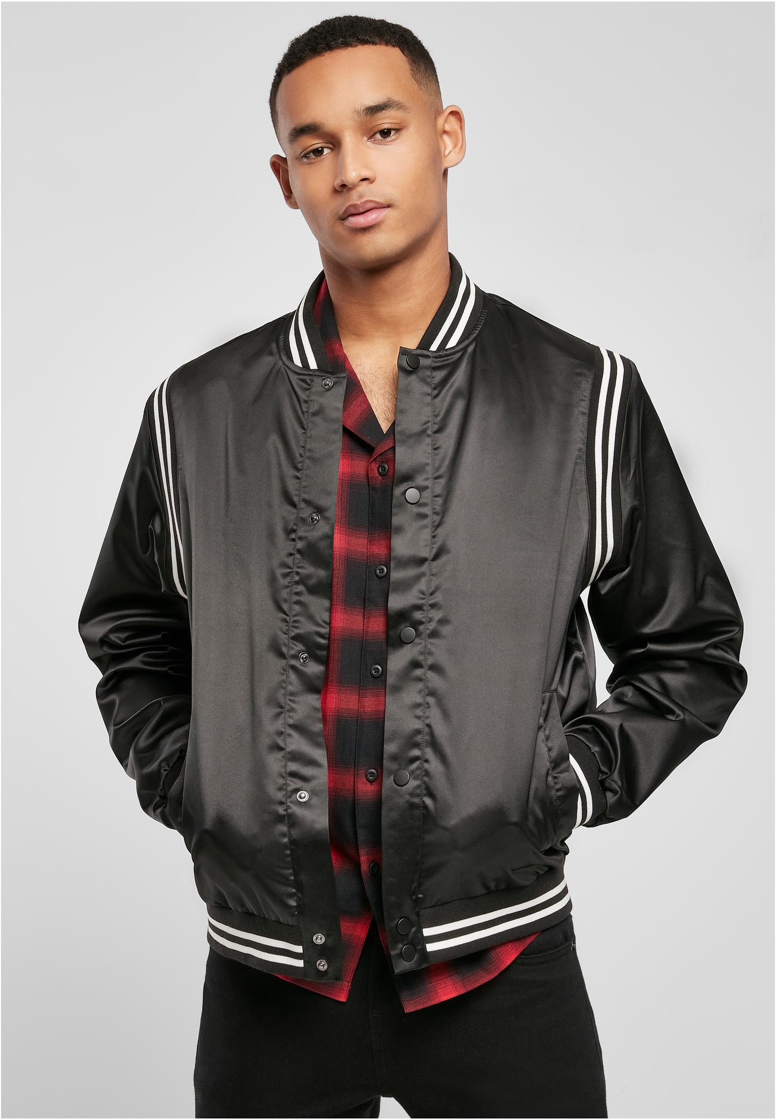 Satin College Jacket | black