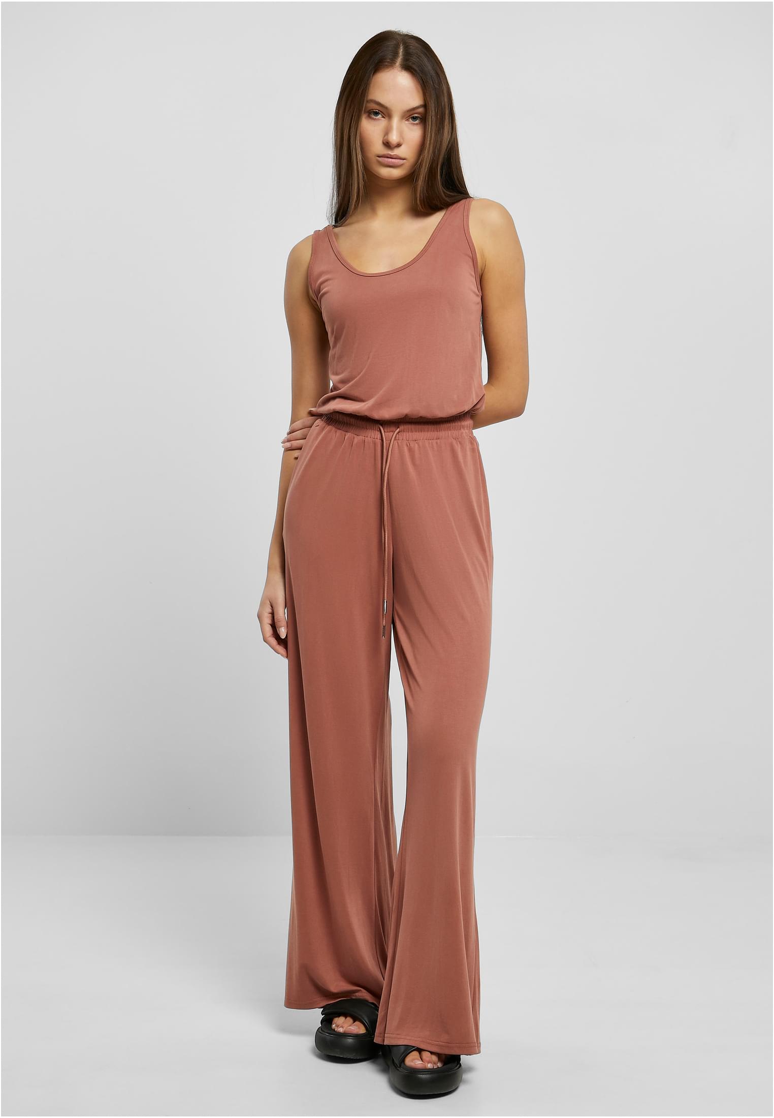 Ladies Long Sleevless Modal Jumpsuit | terracotta