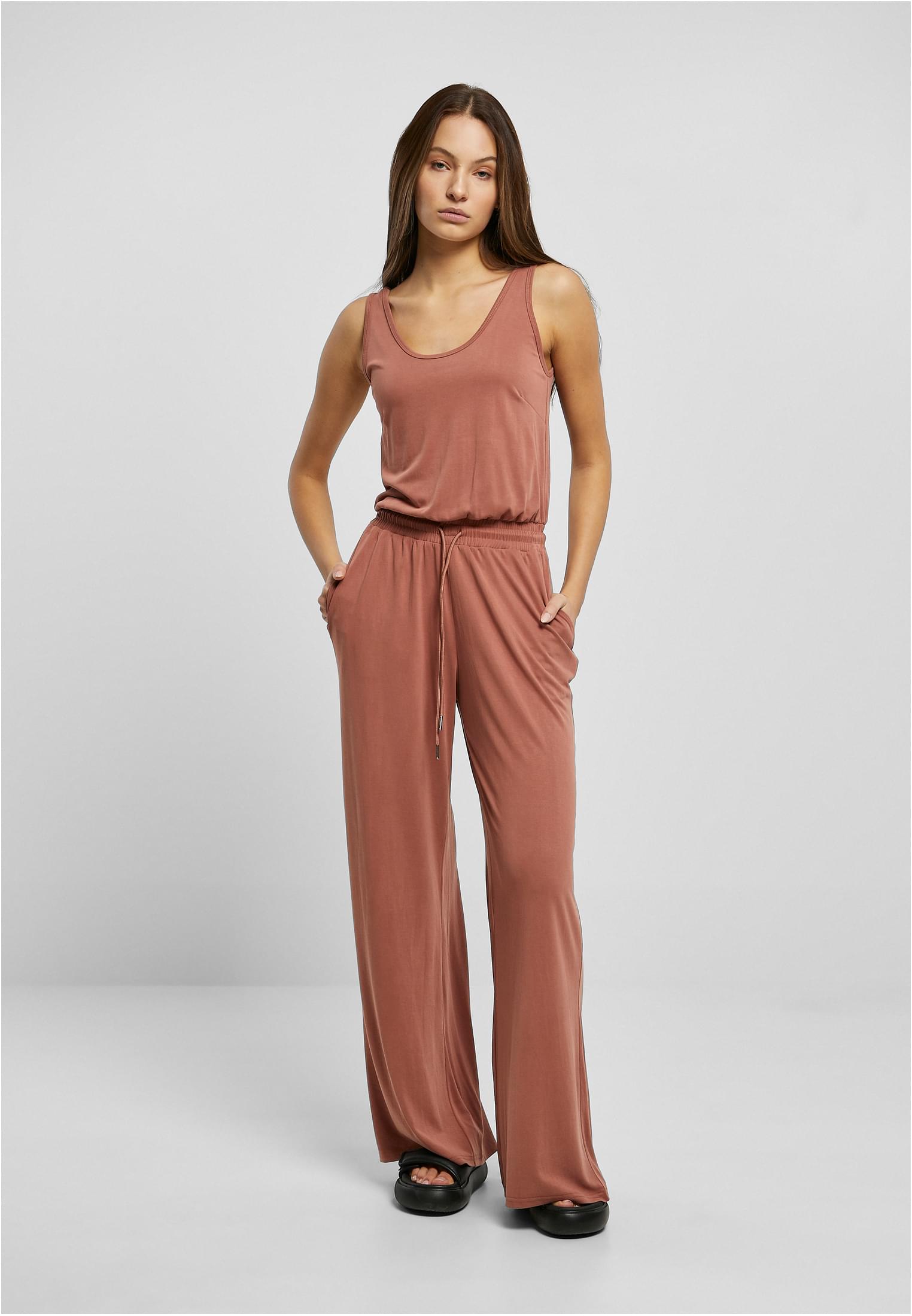 Ladies Long Sleevless Modal Jumpsuit | terracotta