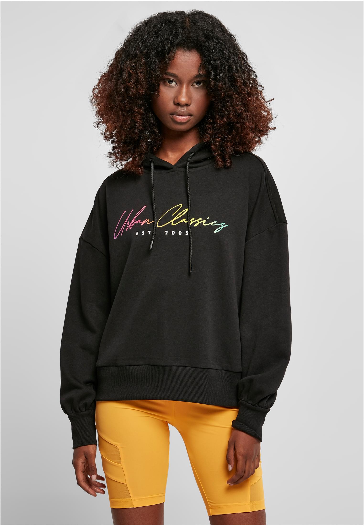 Ladies Oversized Rainbow Hoody | black