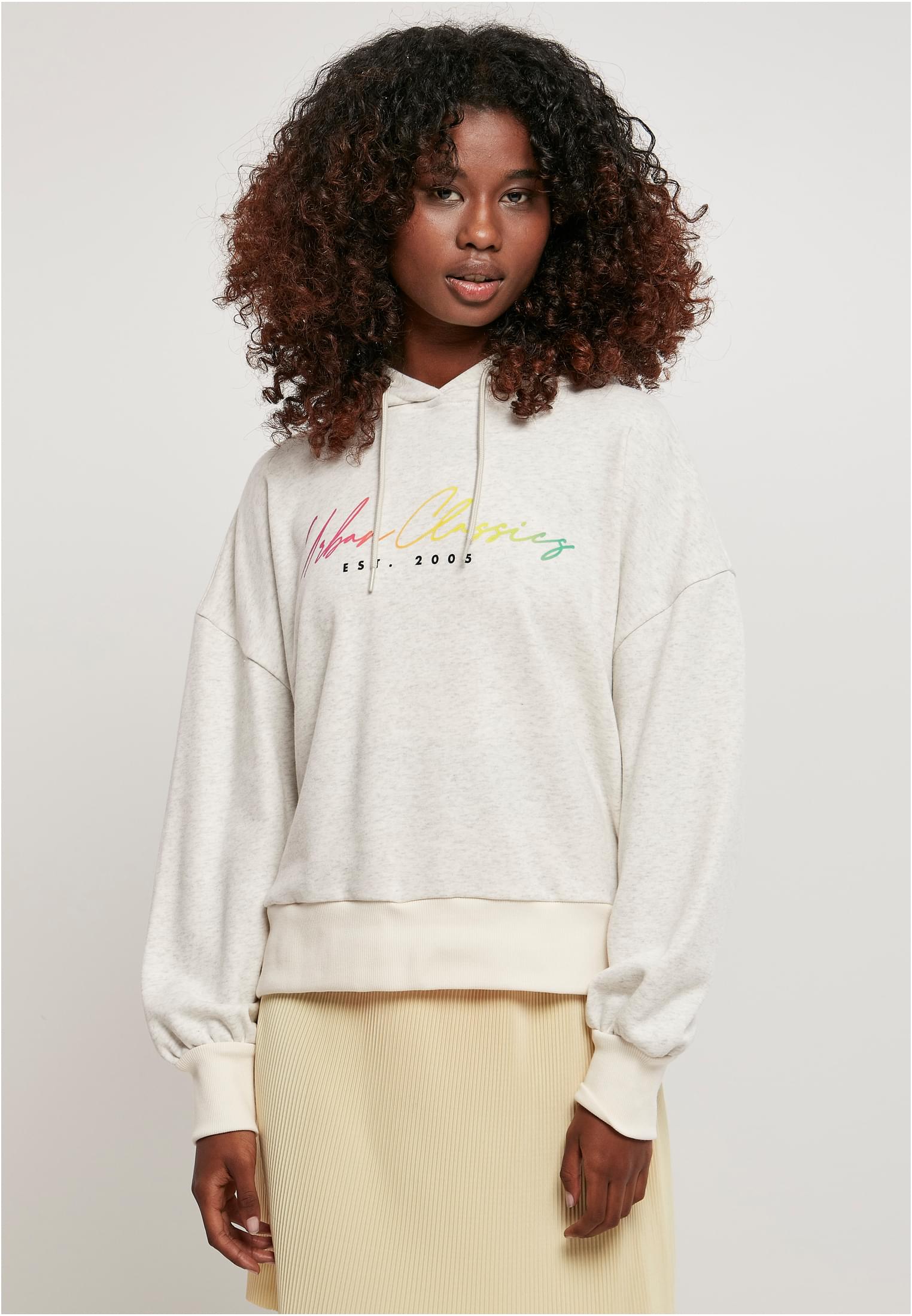 Ladies Oversized Rainbow Hoody | lightgrey