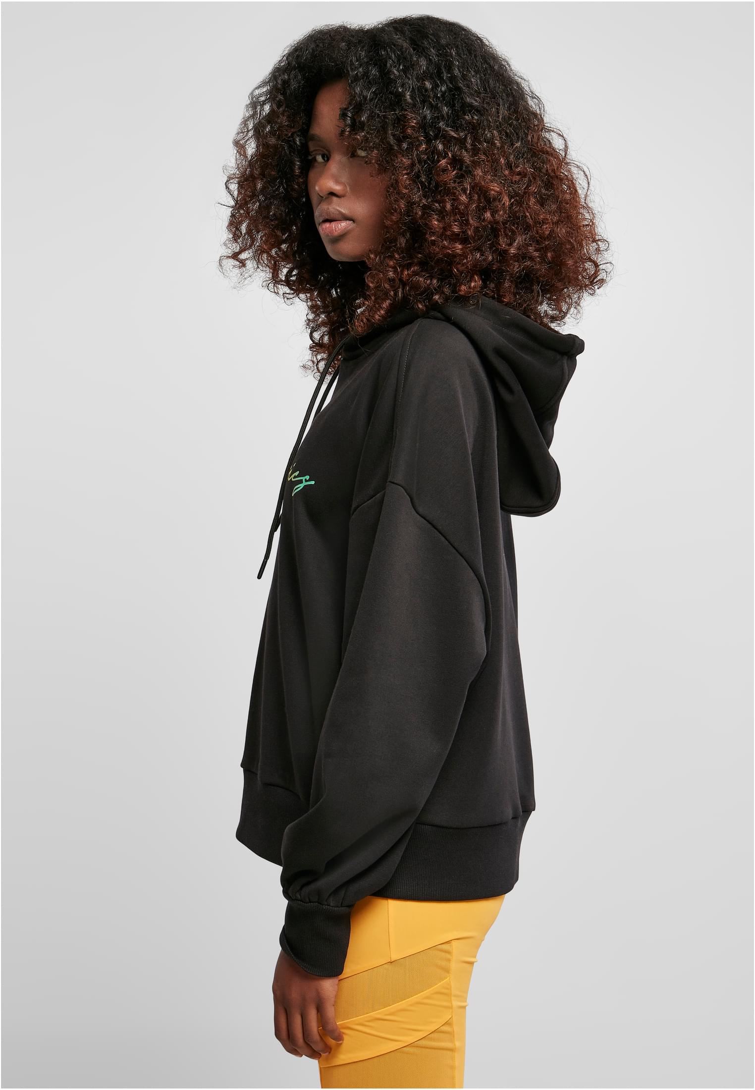 Ladies Oversized Rainbow Hoody | black