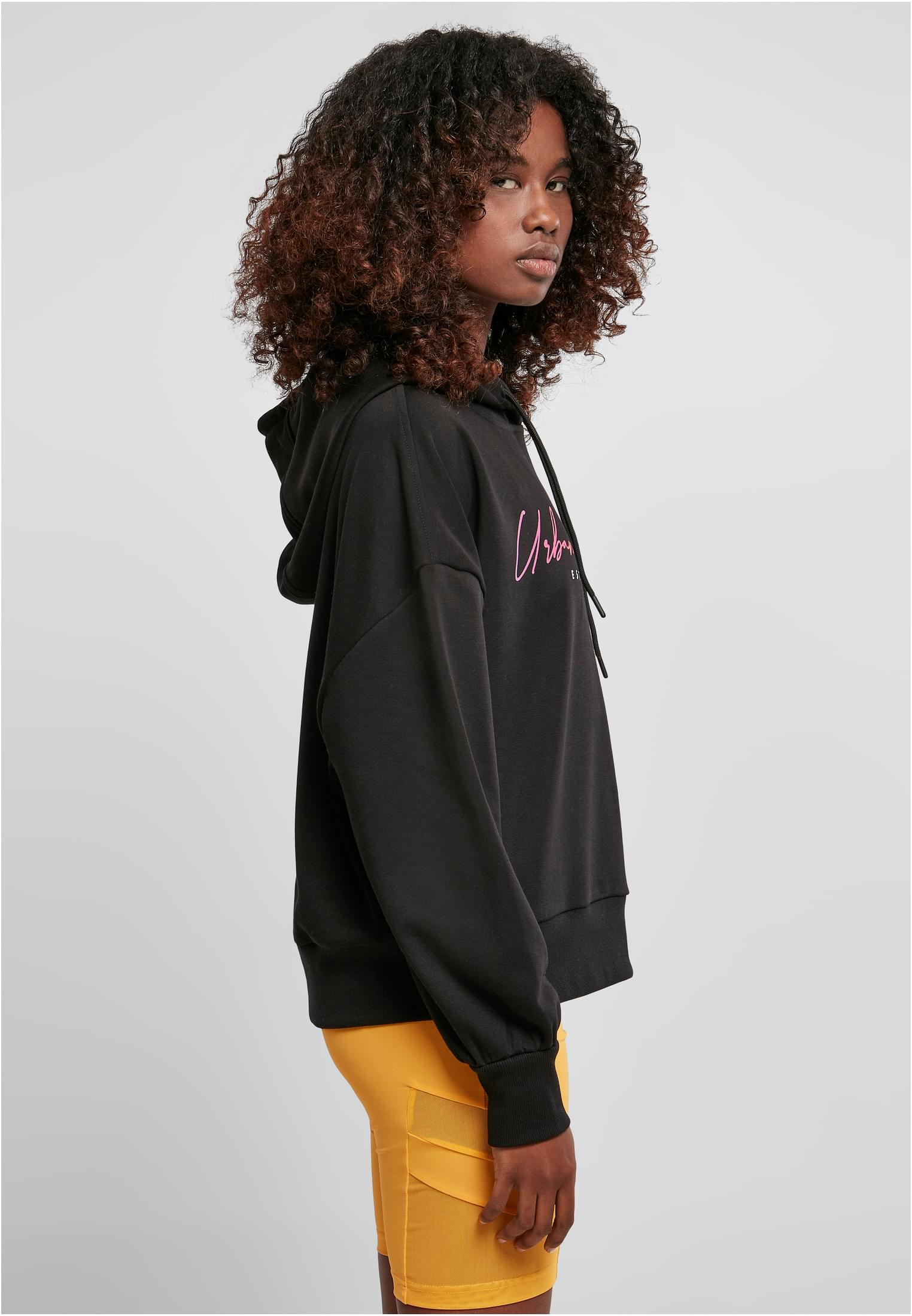 Ladies Oversized Rainbow Hoody | black