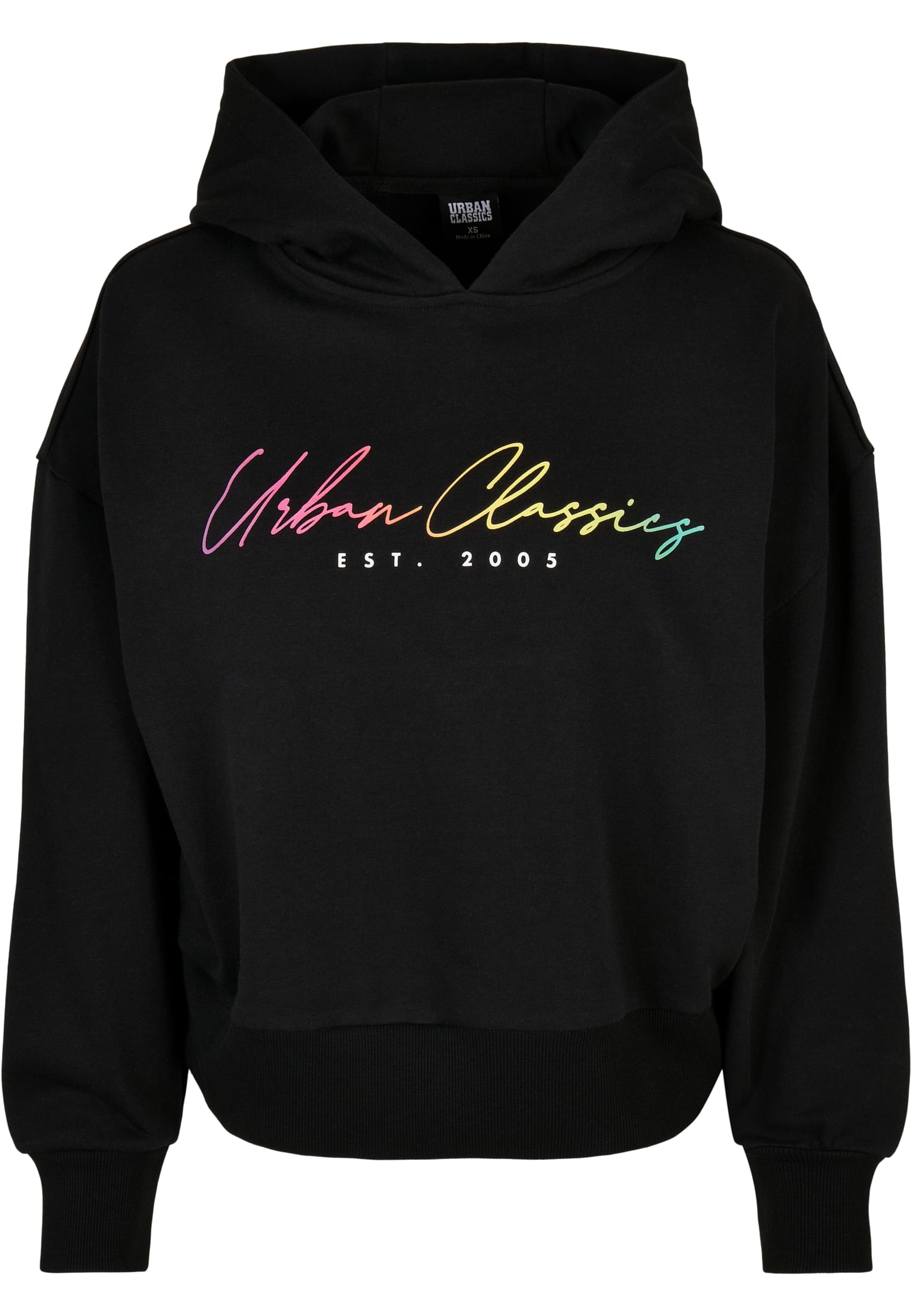 Ladies Oversized Rainbow Hoody | black