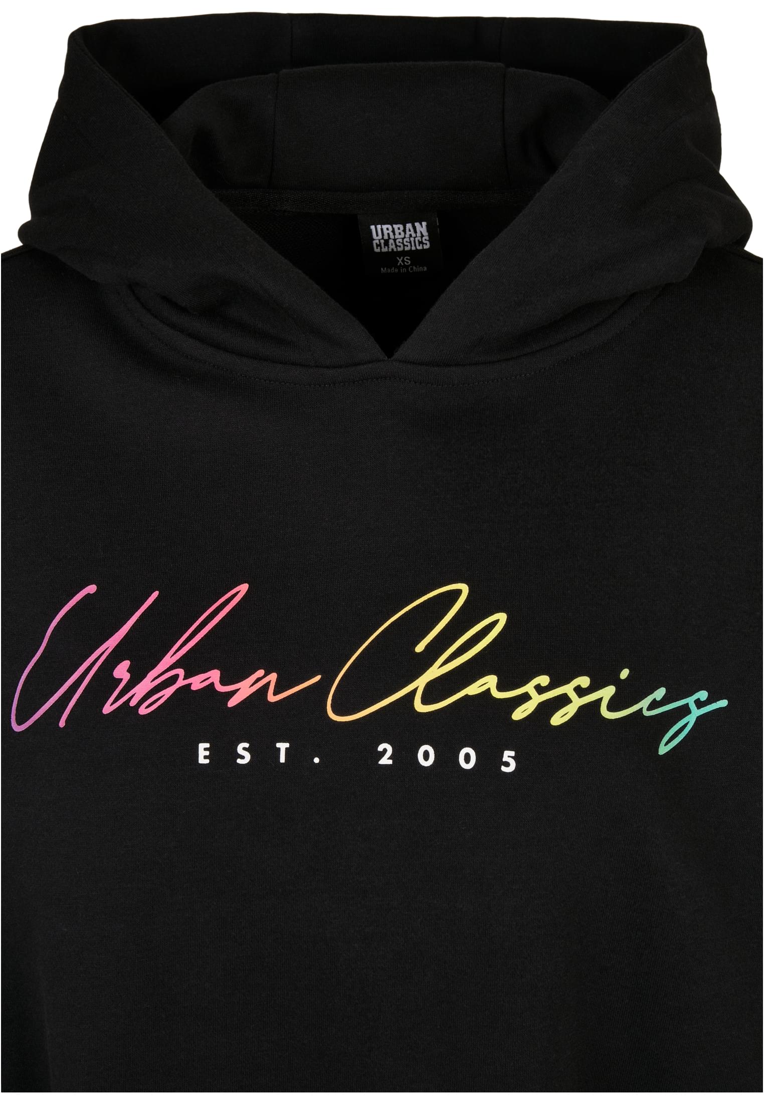 Ladies Oversized Rainbow Hoody | black