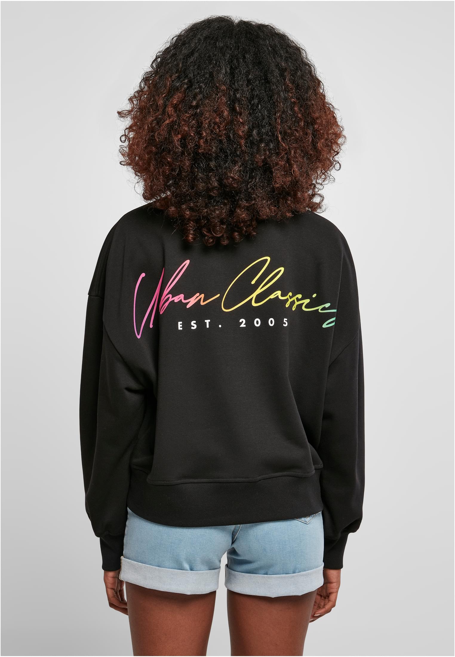 Ladies Oversized Rainbow Crewneck | black