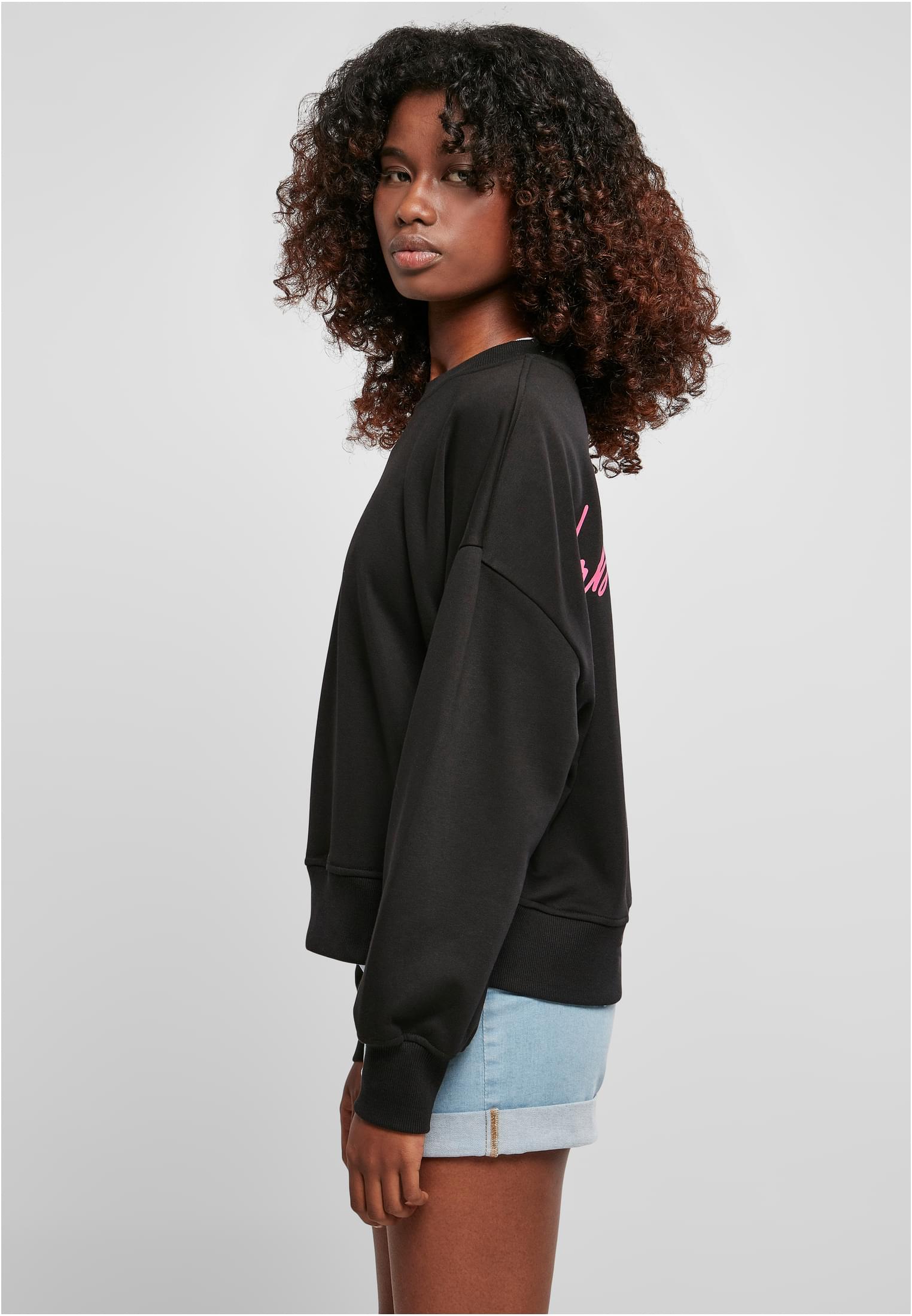 Ladies Oversized Rainbow Crewneck | black