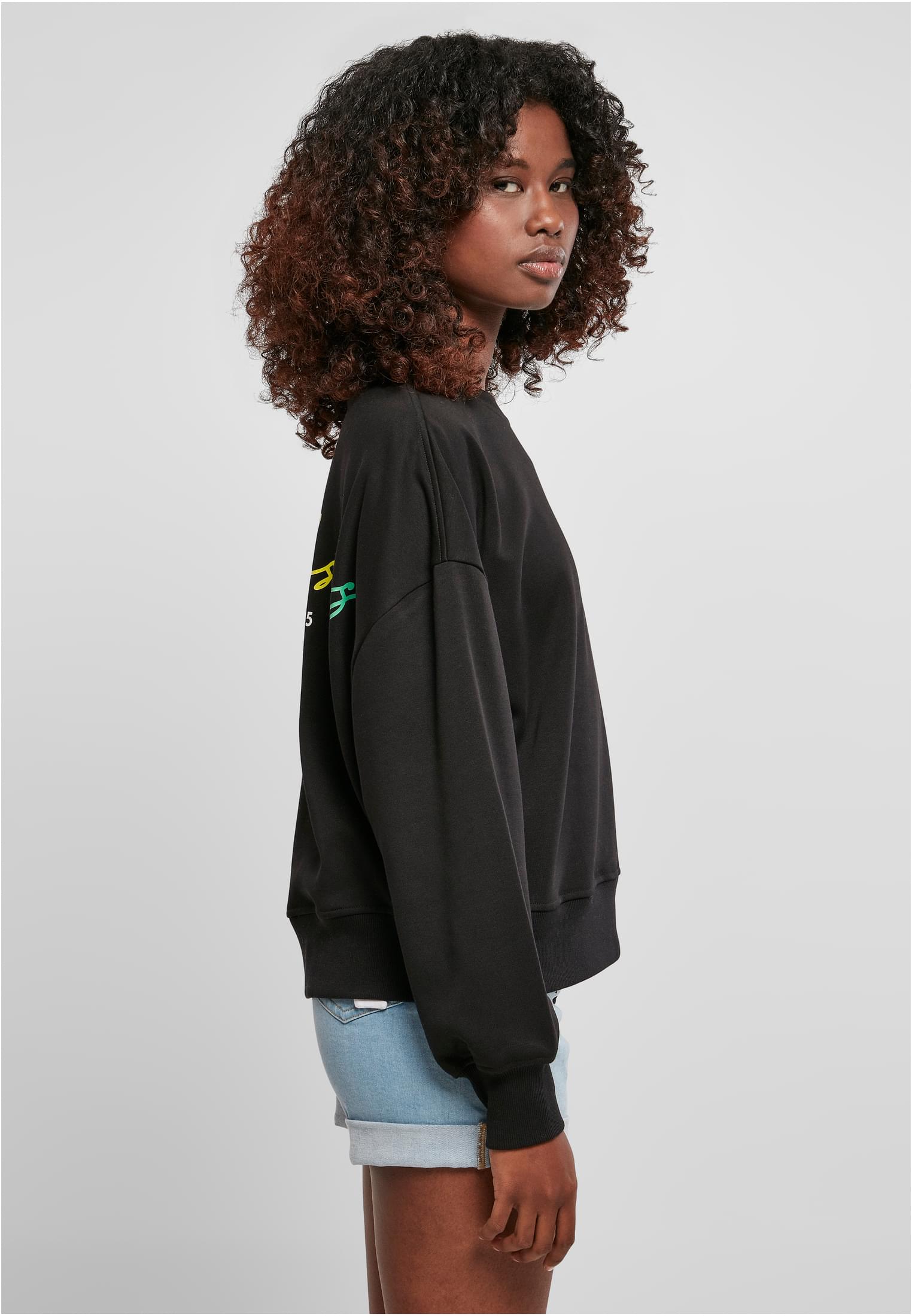 Ladies Oversized Rainbow Crewneck | black