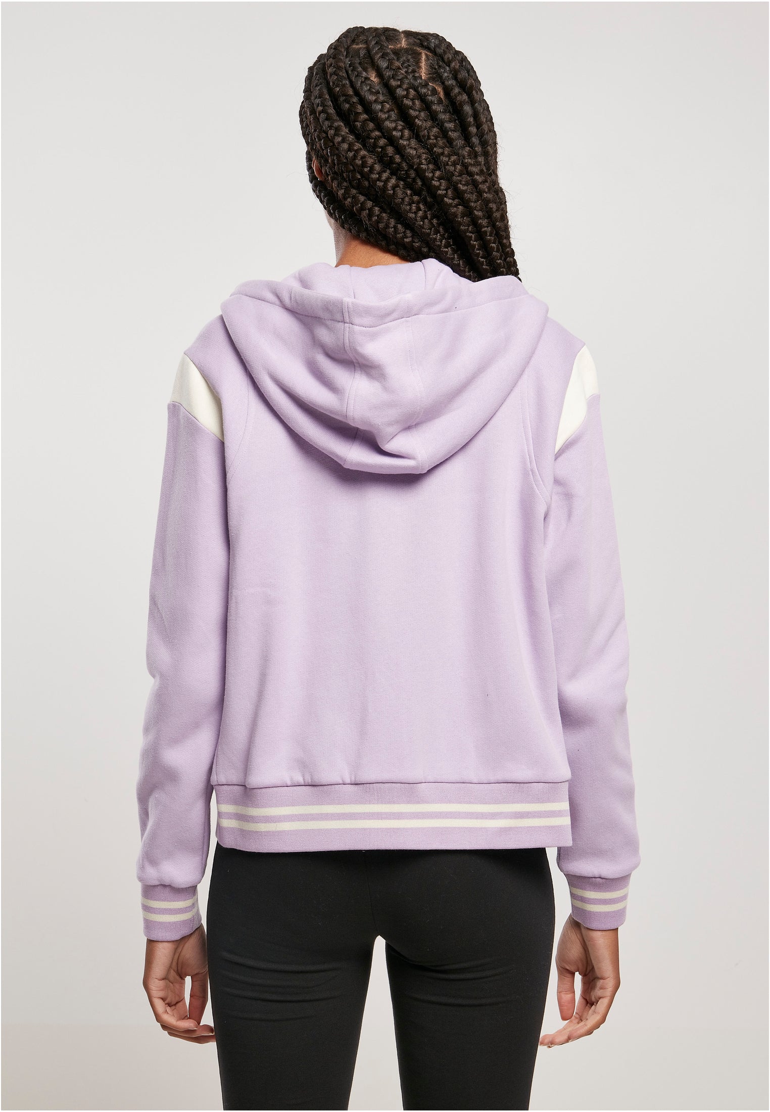 Ladies Hooded College Sweat Jacket | lilac/whitesand