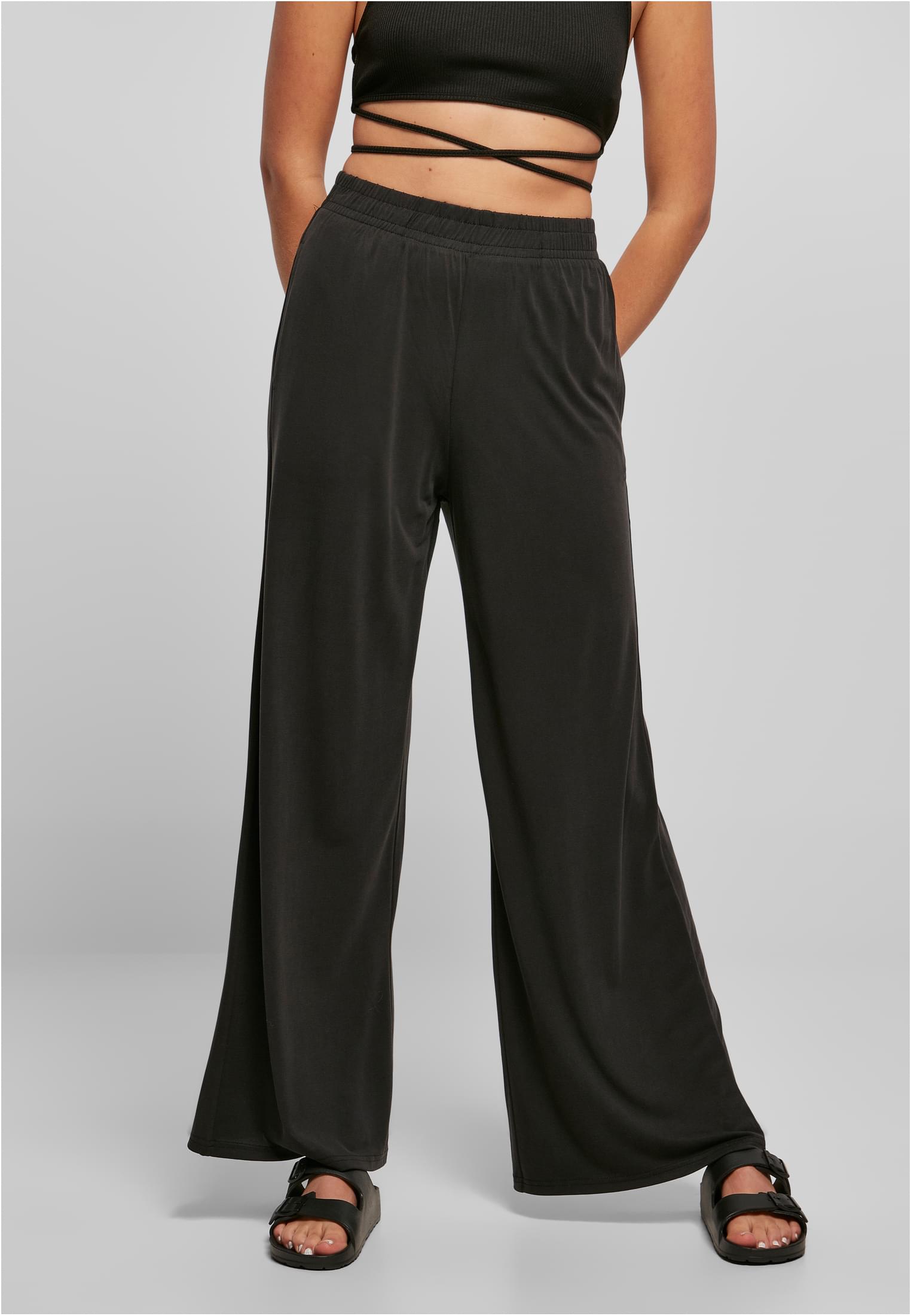 Ladies Modal Wide Leg Pants | black