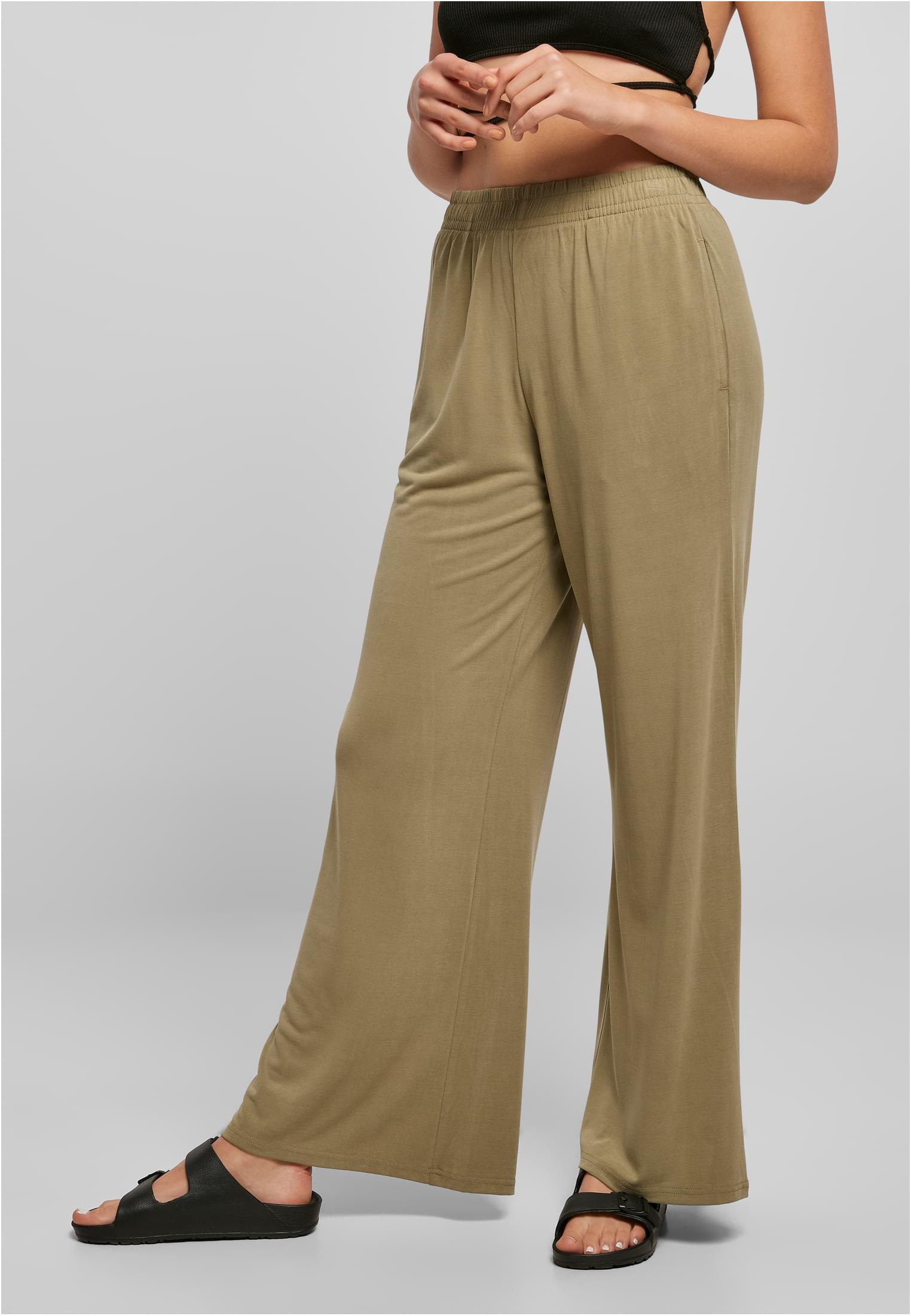 Ladies Modal Wide Leg Pants | khaki