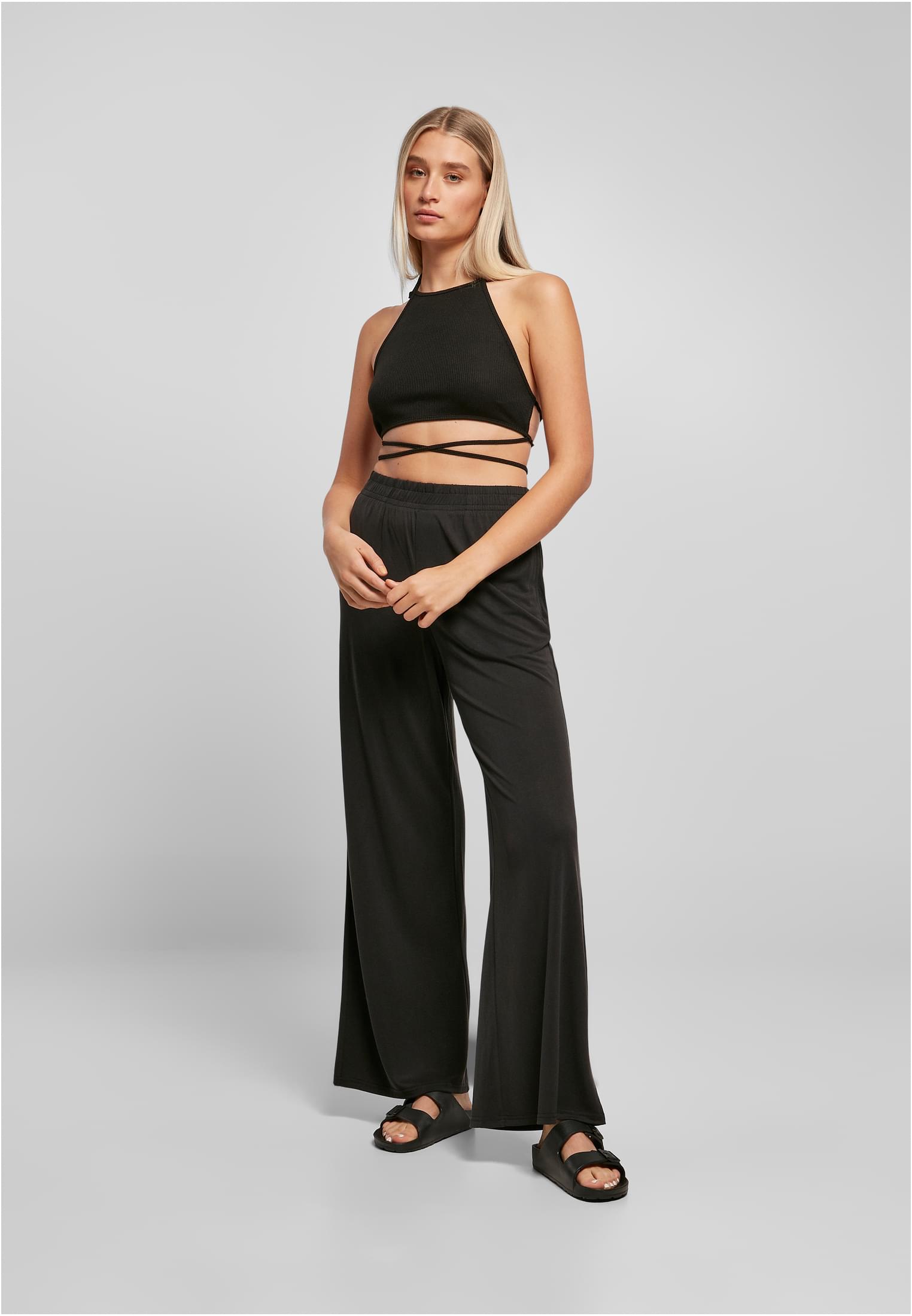 Ladies Modal Wide Leg Pants | black