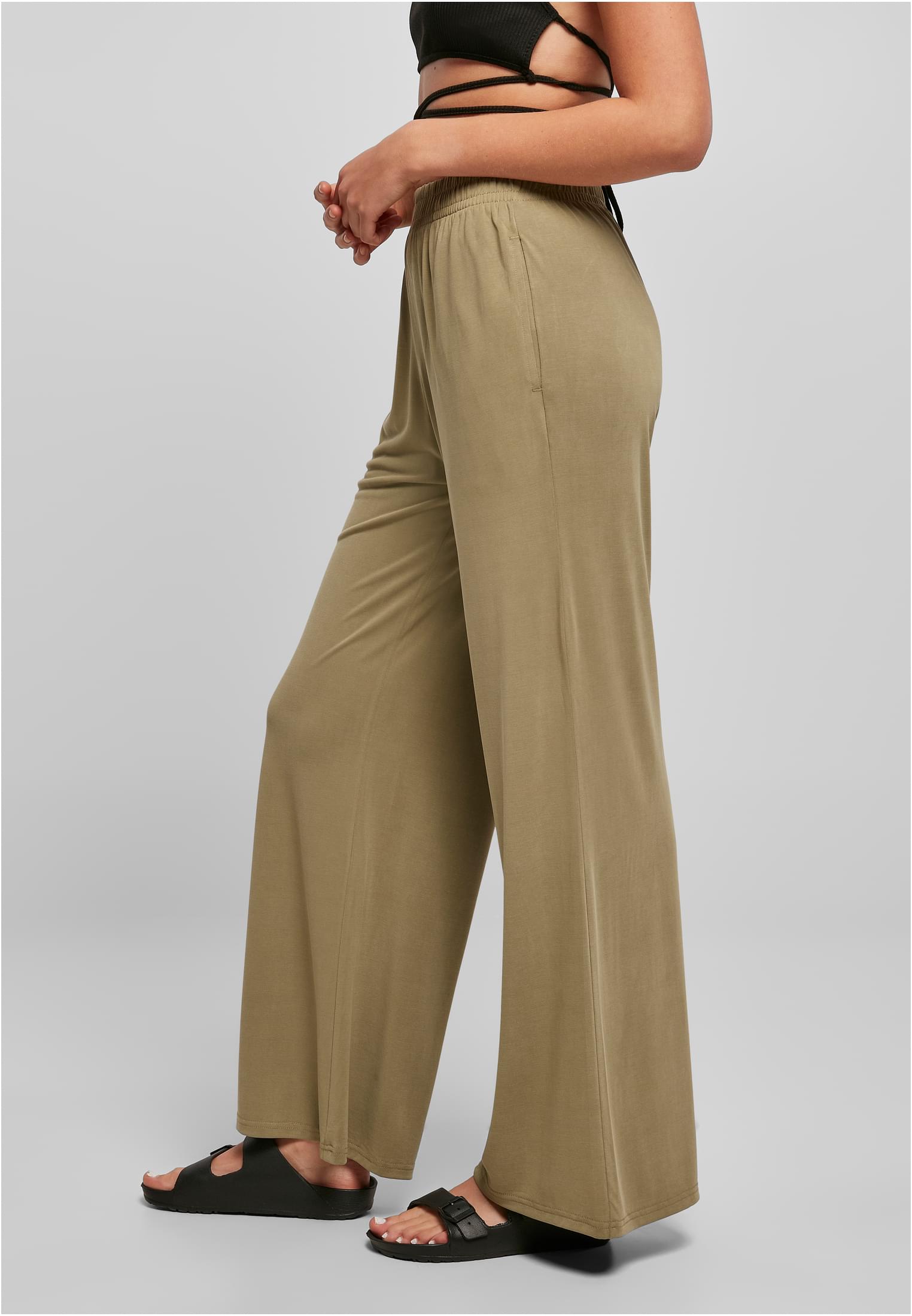 Ladies Modal Wide Leg Pants | khaki