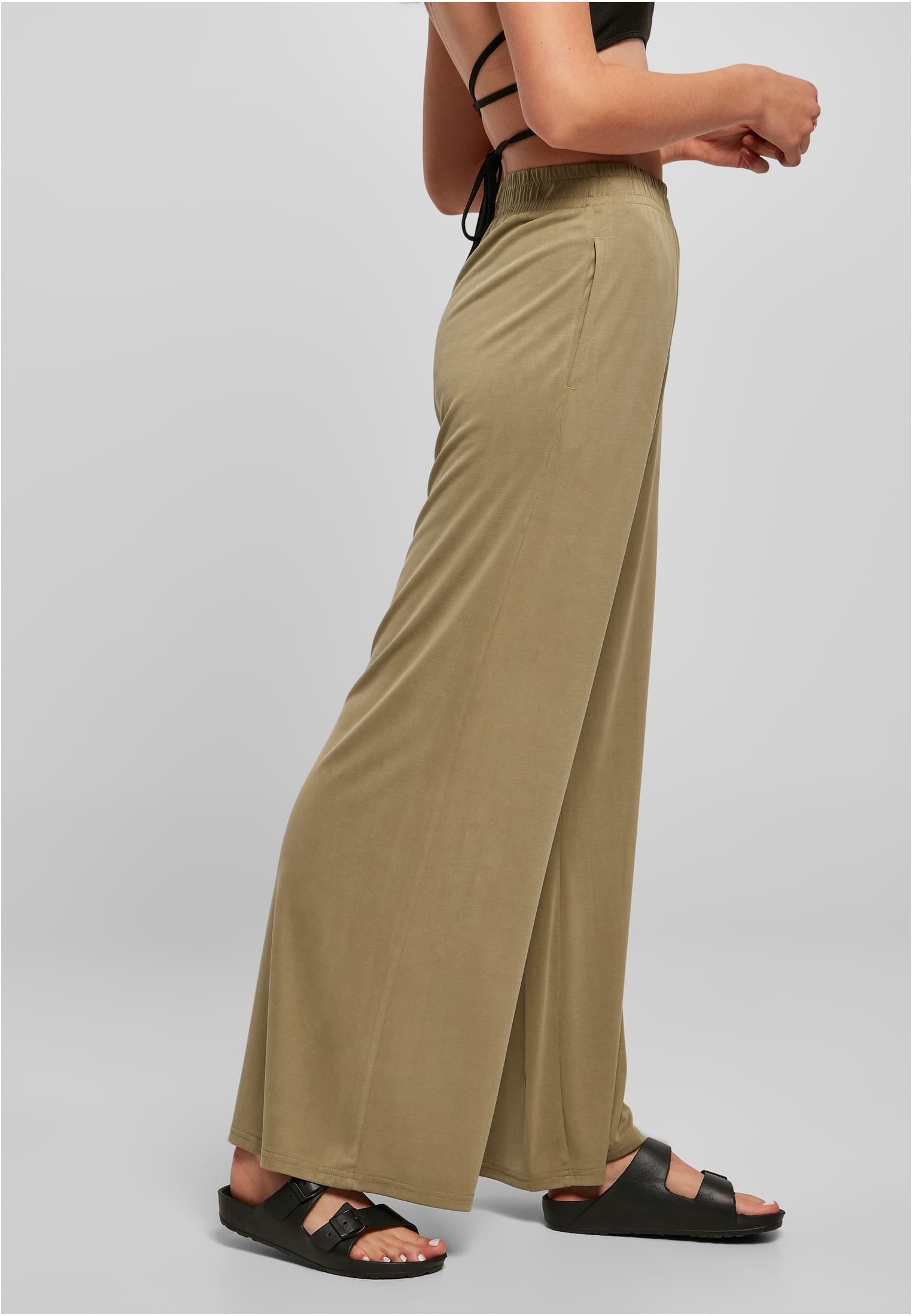 Ladies Modal Wide Leg Pants | khaki