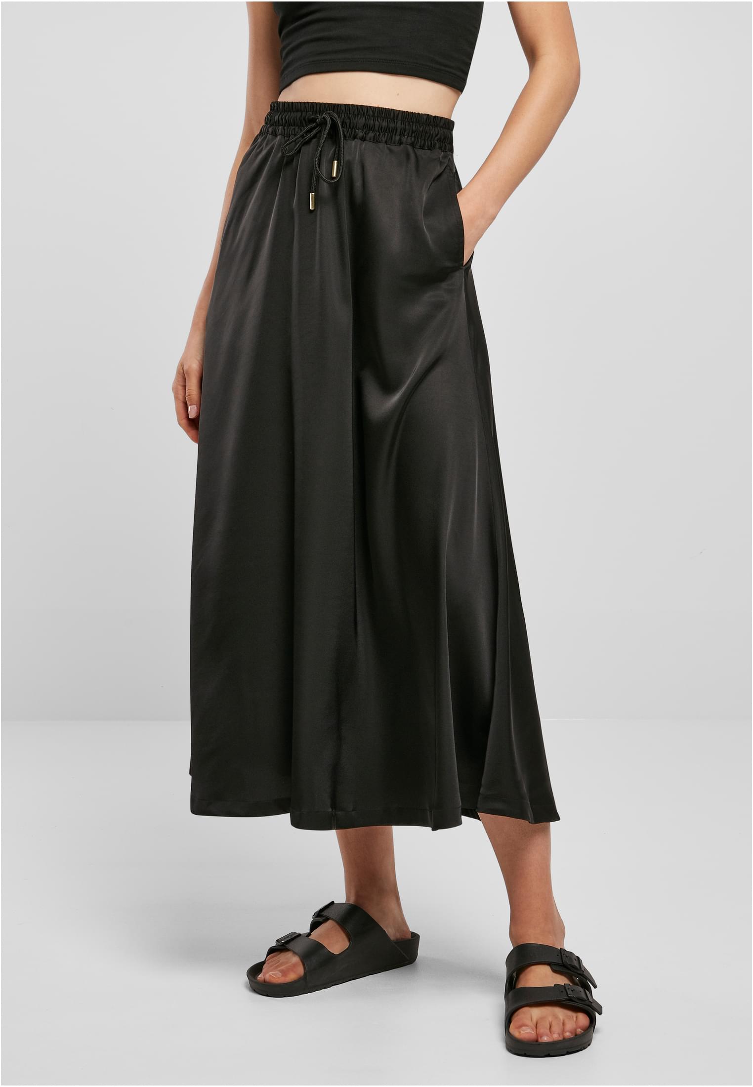 Ladies Satin Midi Skirt | black