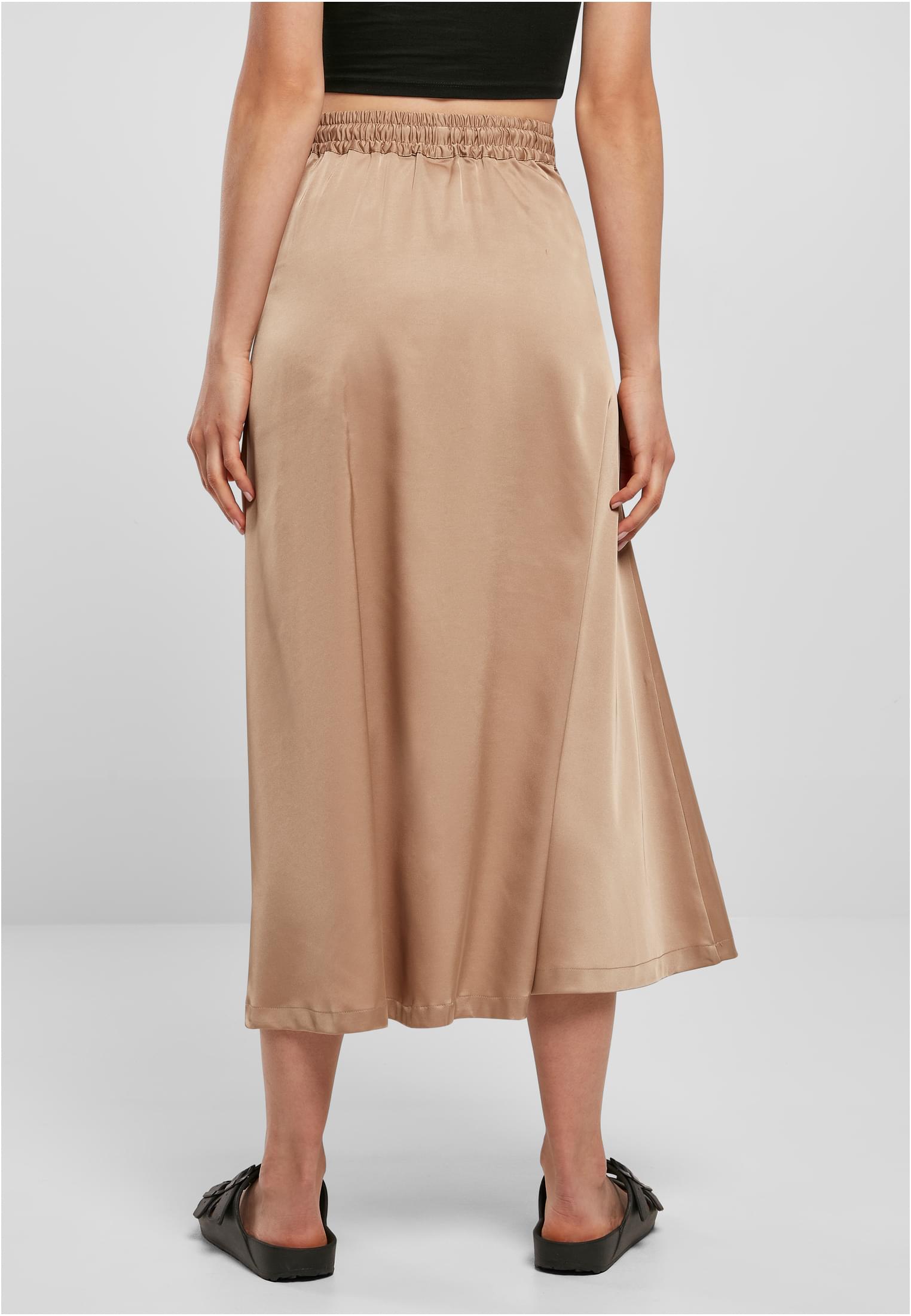 Ladies Satin Midi Skirt | softtaupe