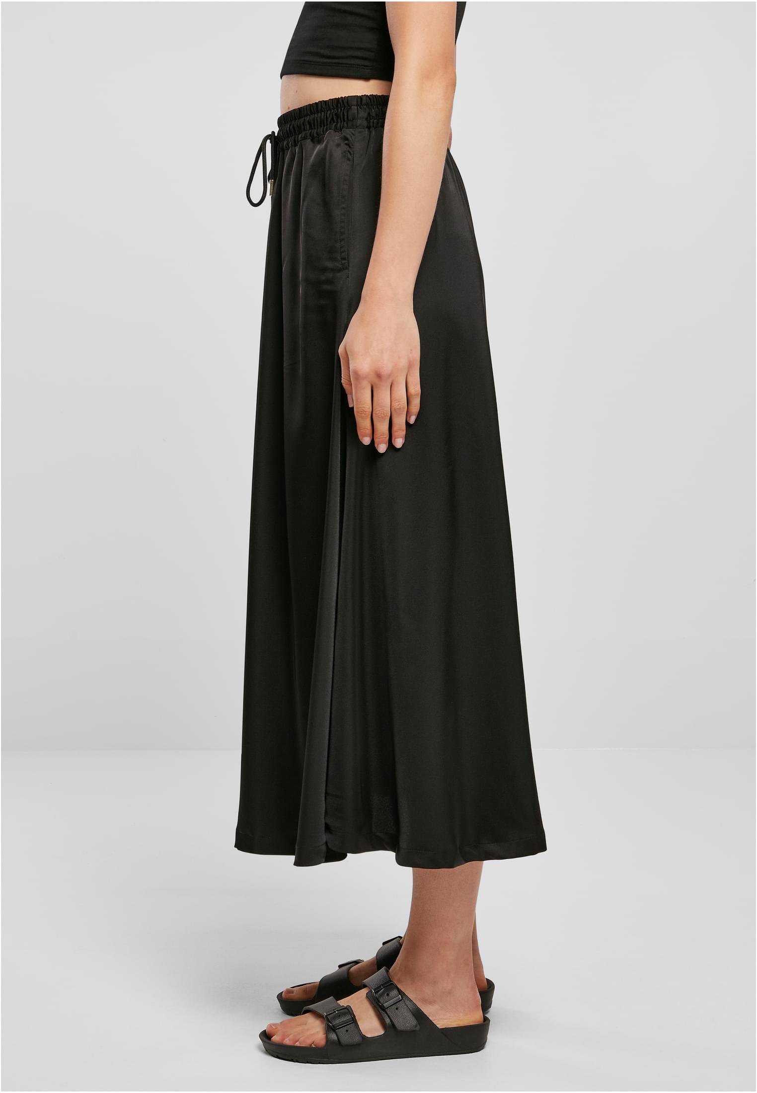 Ladies Satin Midi Skirt | black