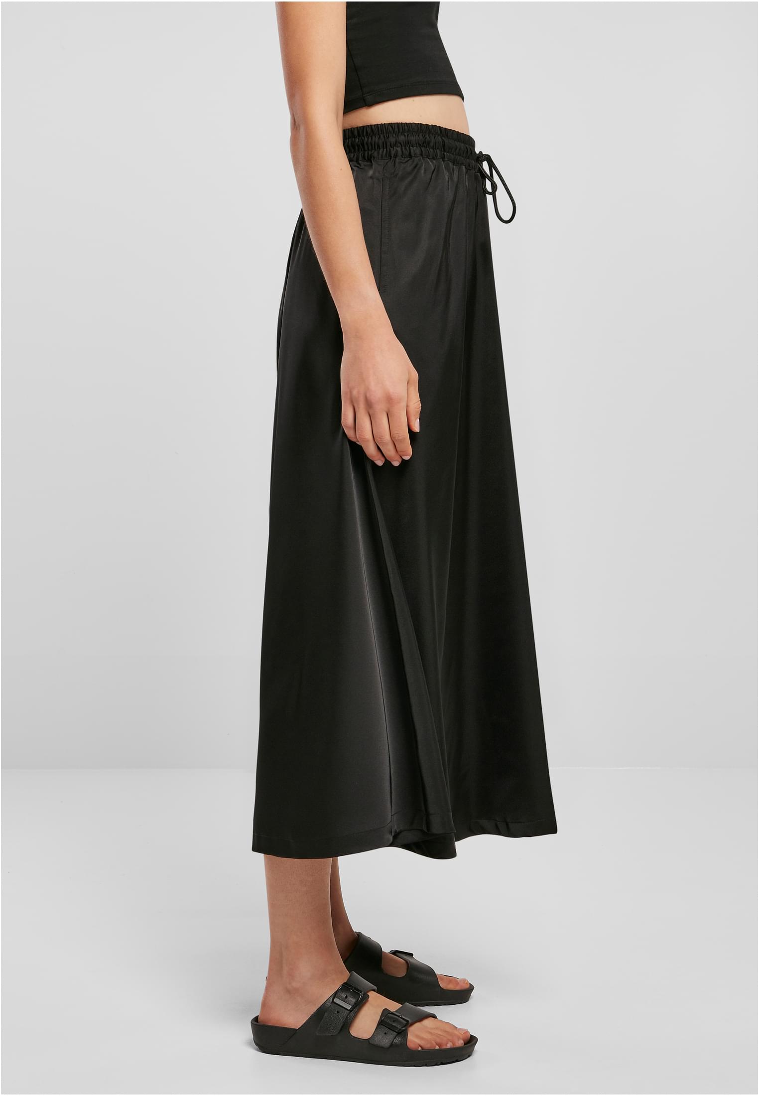 Ladies Satin Midi Skirt | black