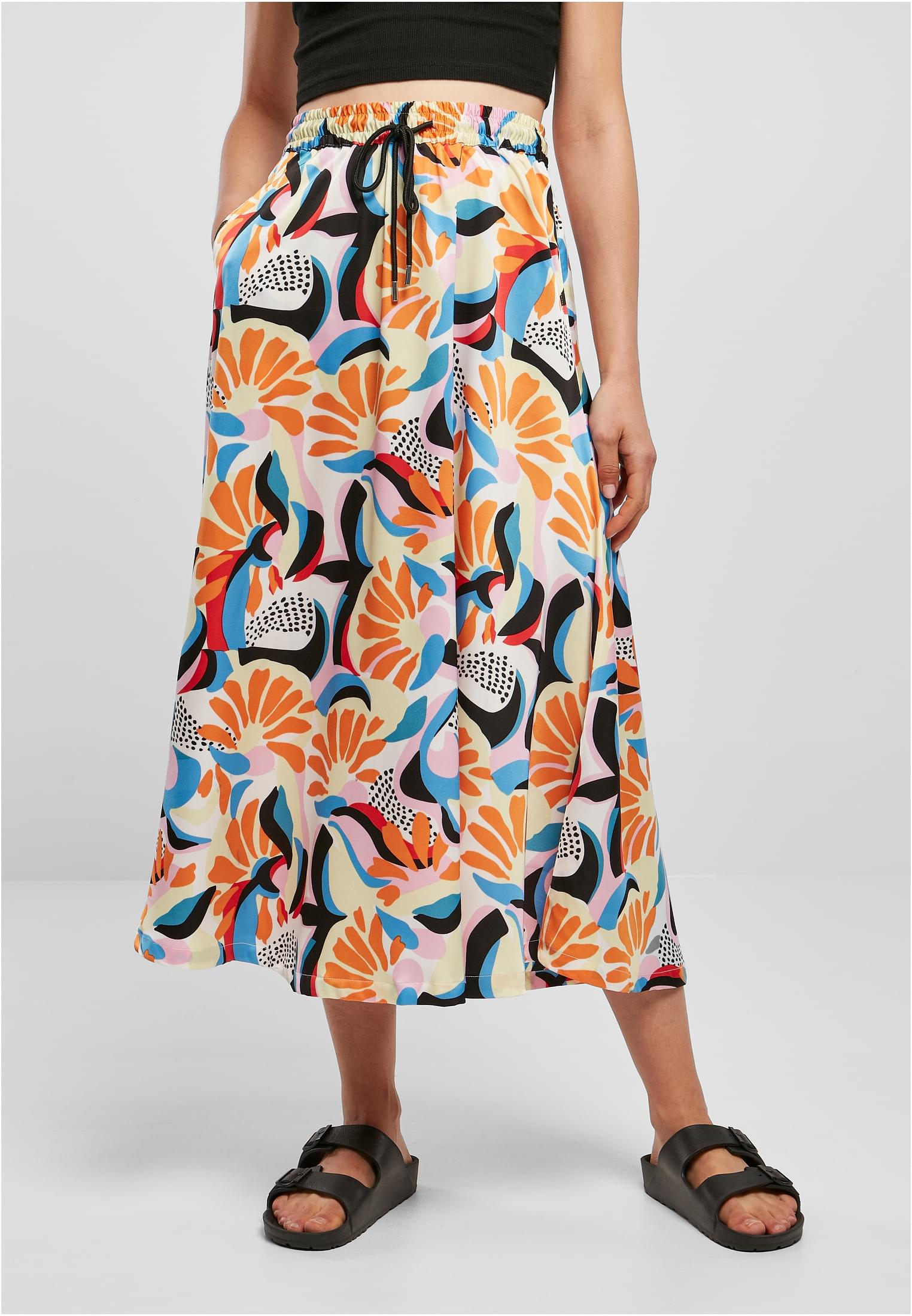 Ladies AOP Satin Midi Skirt | magicmangoabstract