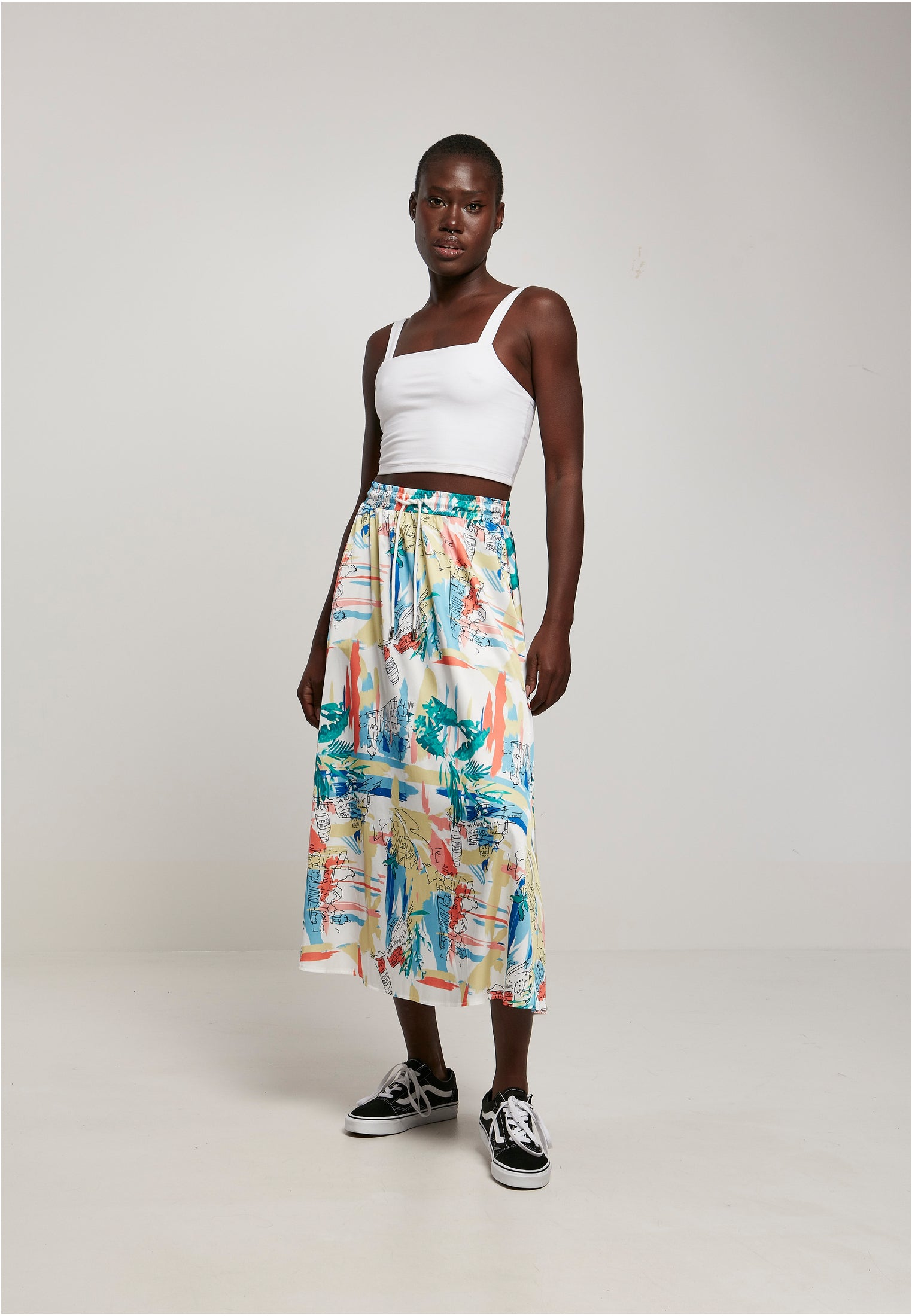 Ladies AOP Satin Midi Skirt | softyellowvacation