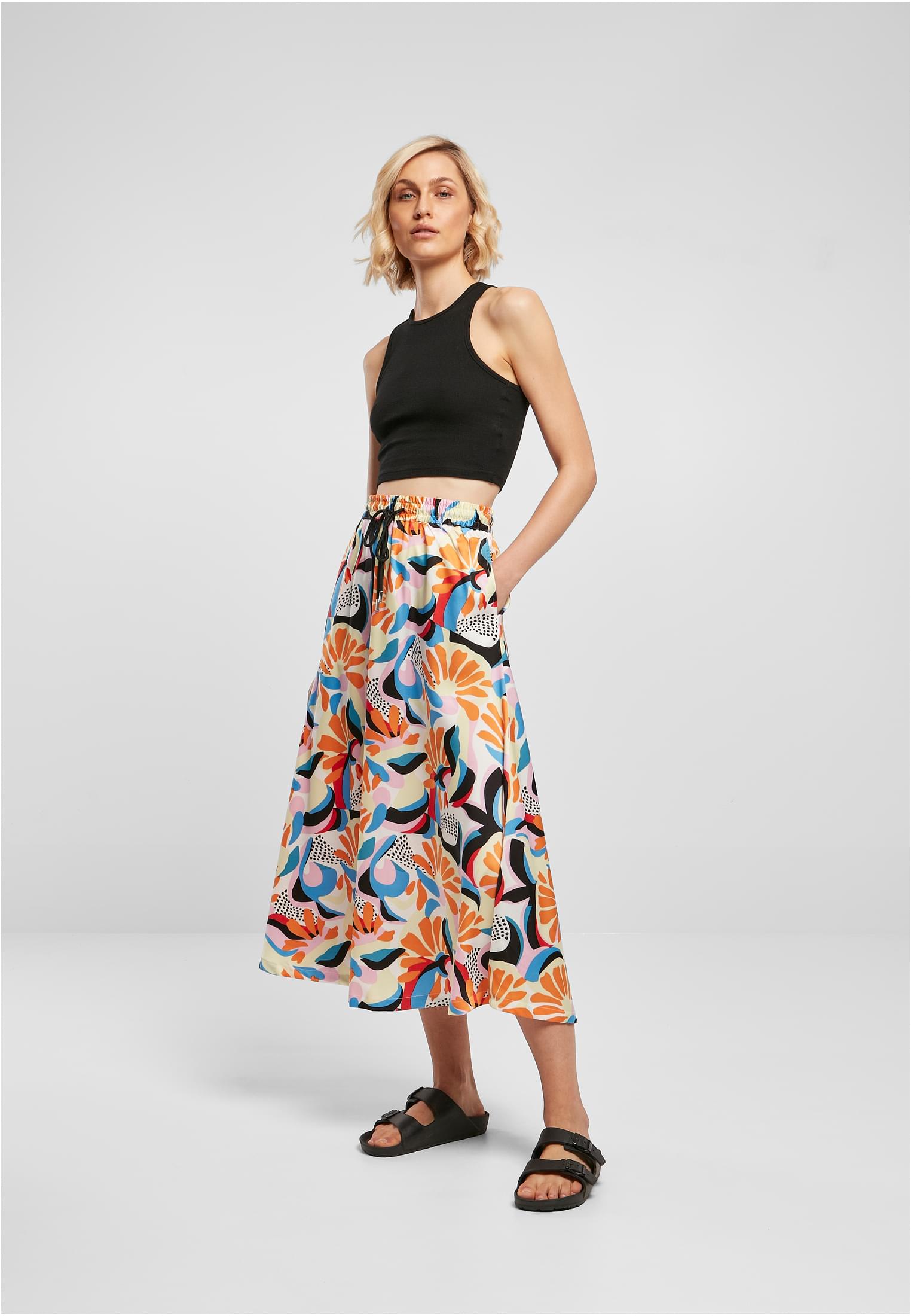 Ladies AOP Satin Midi Skirt | magicmangoabstract