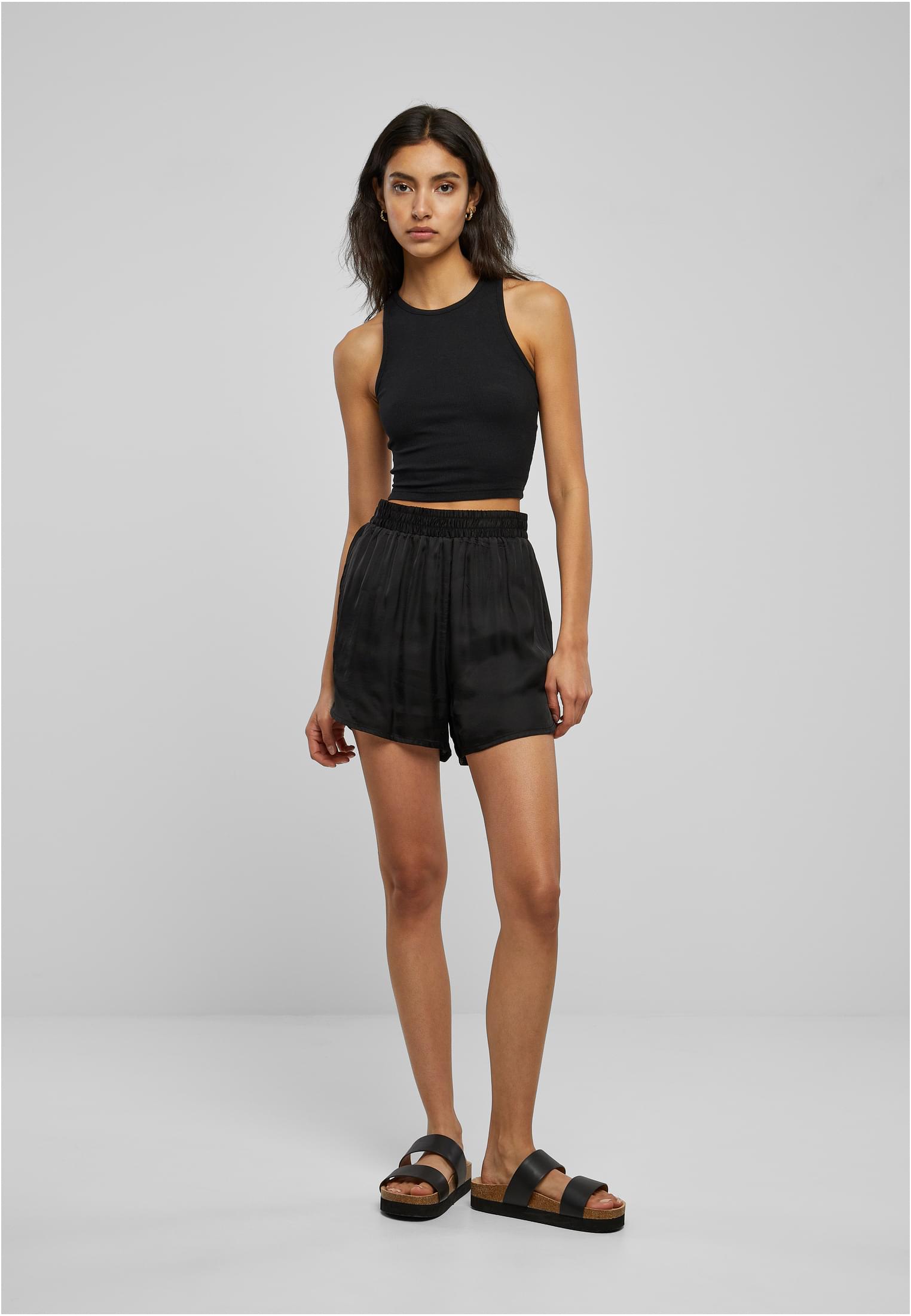 Ladies Viscose Satin Resort Shorts | black