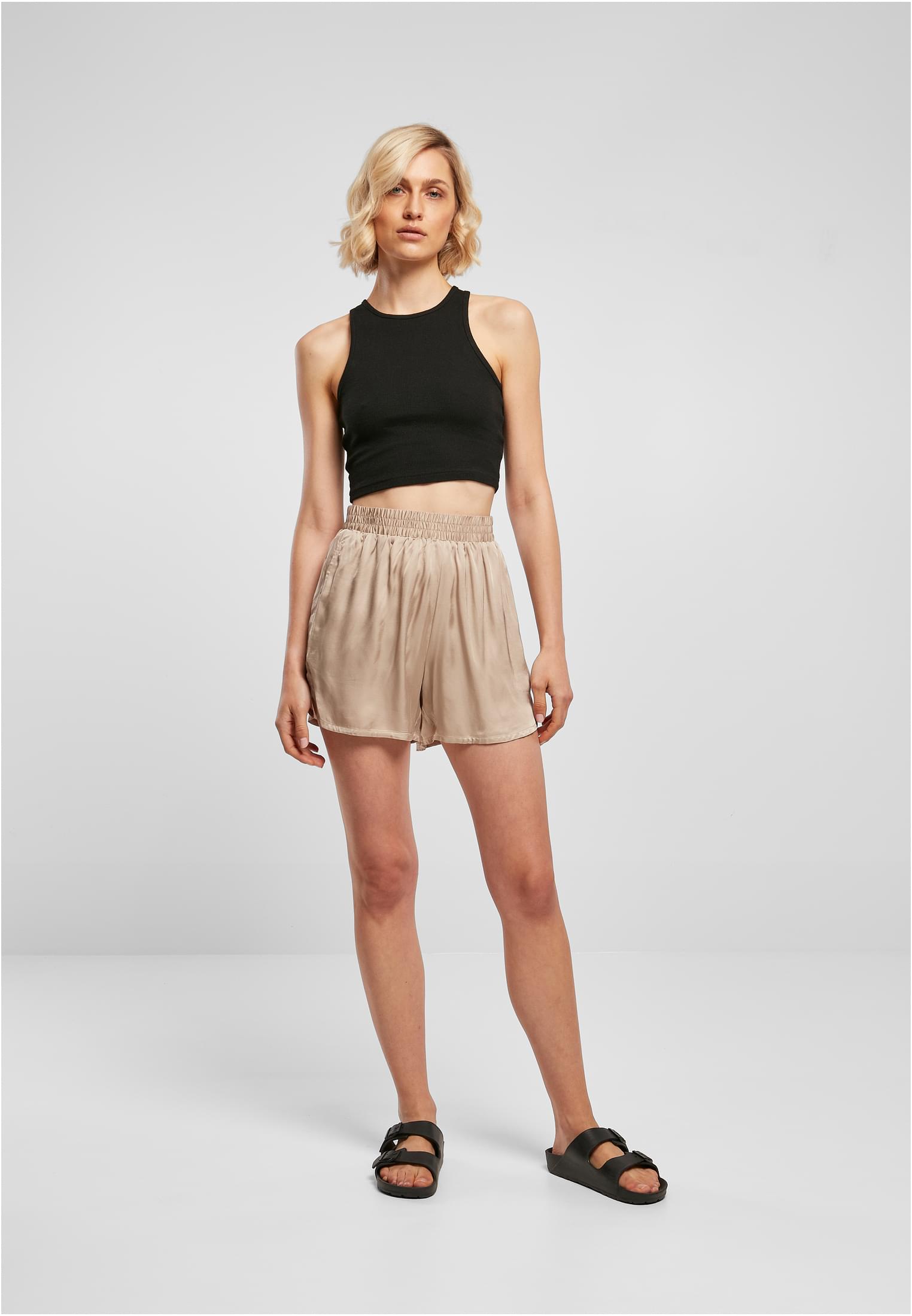 Ladies Viscose Satin Resort Shorts | softtaupe