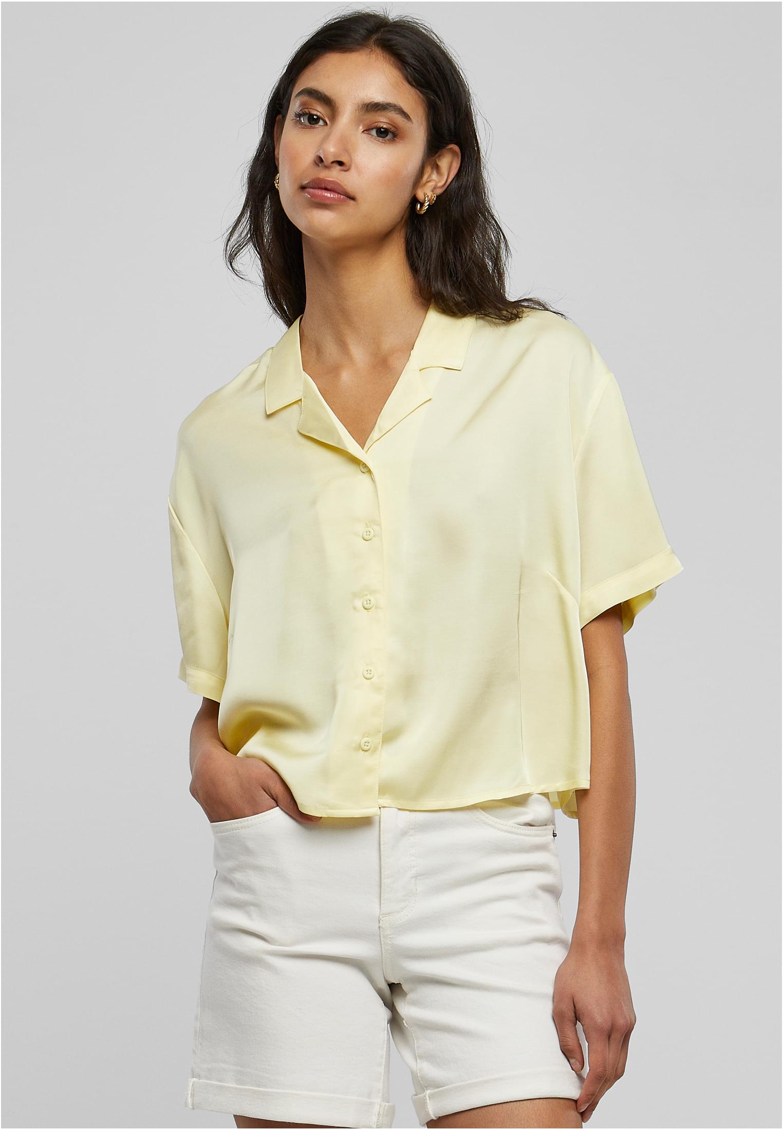 Ladies Viscose Satin Resort Shirt | softyellow