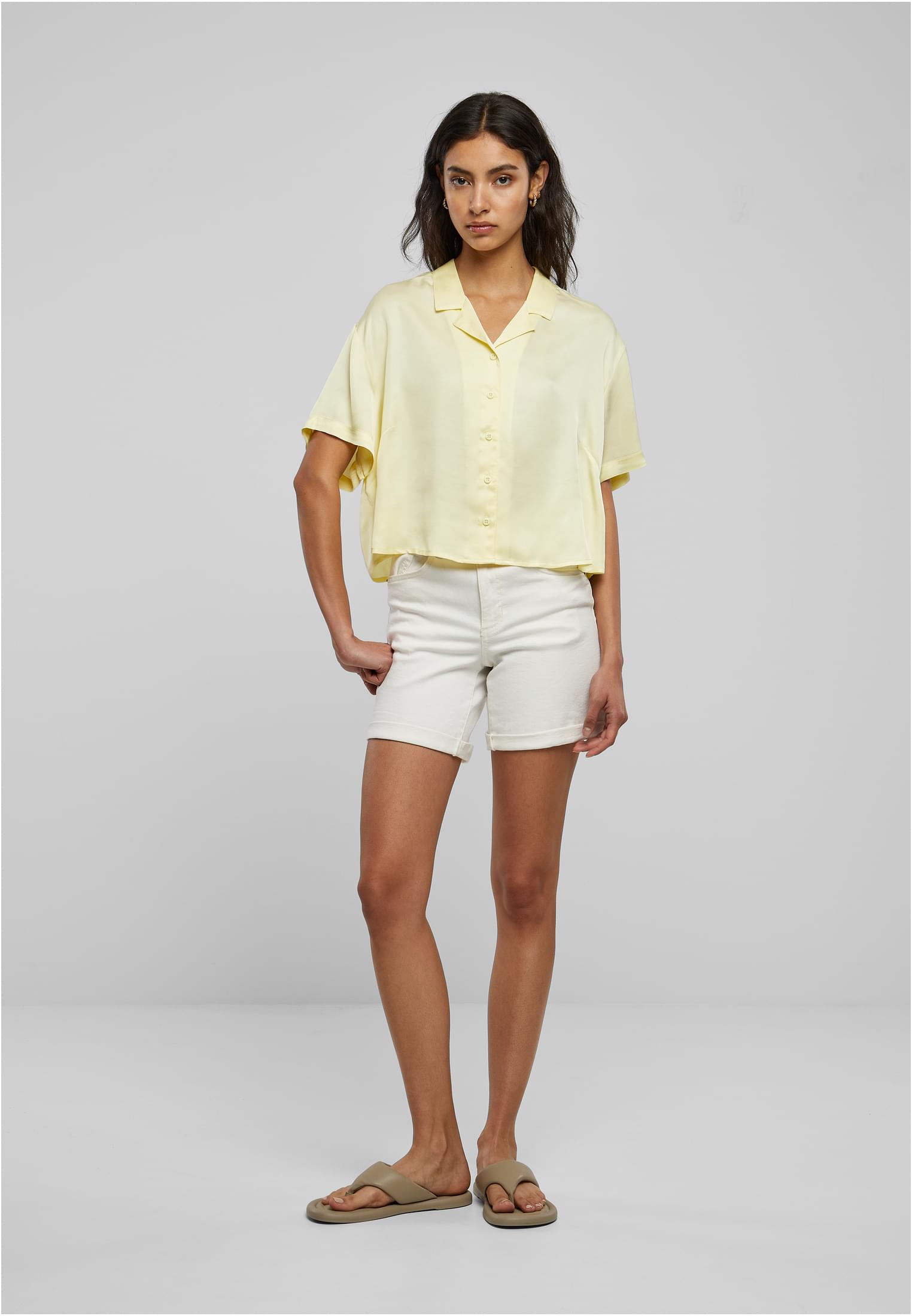 Ladies Viscose Satin Resort Shirt | softyellow