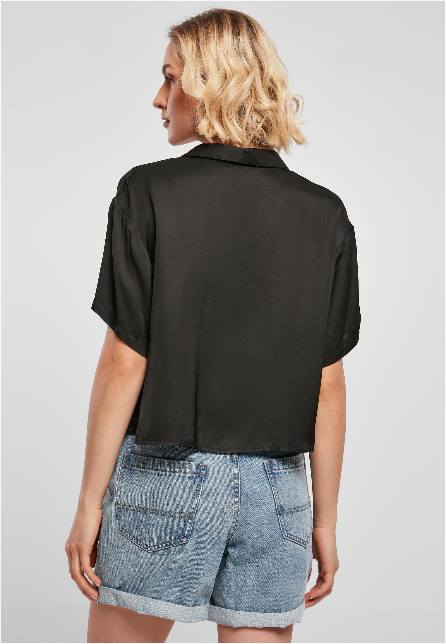 Ladies Viscose Satin Resort Shirt | black