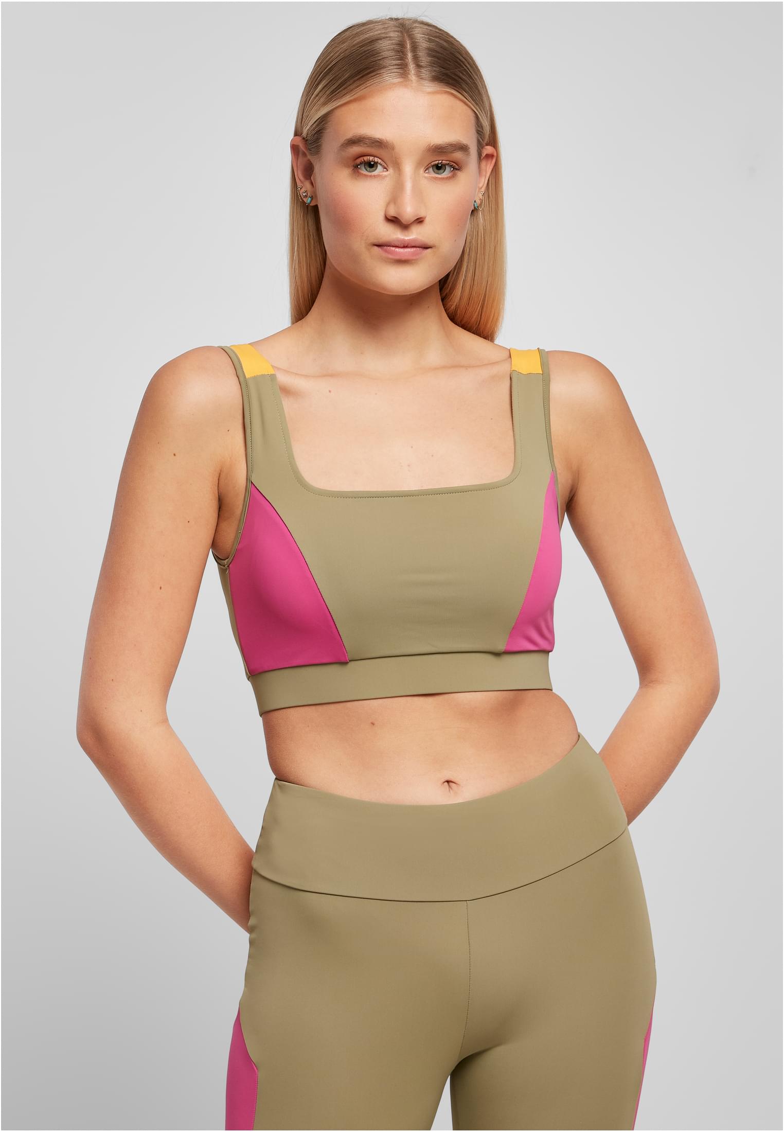 Ladies Color Block Bra | khaki/brightviolett/magimango