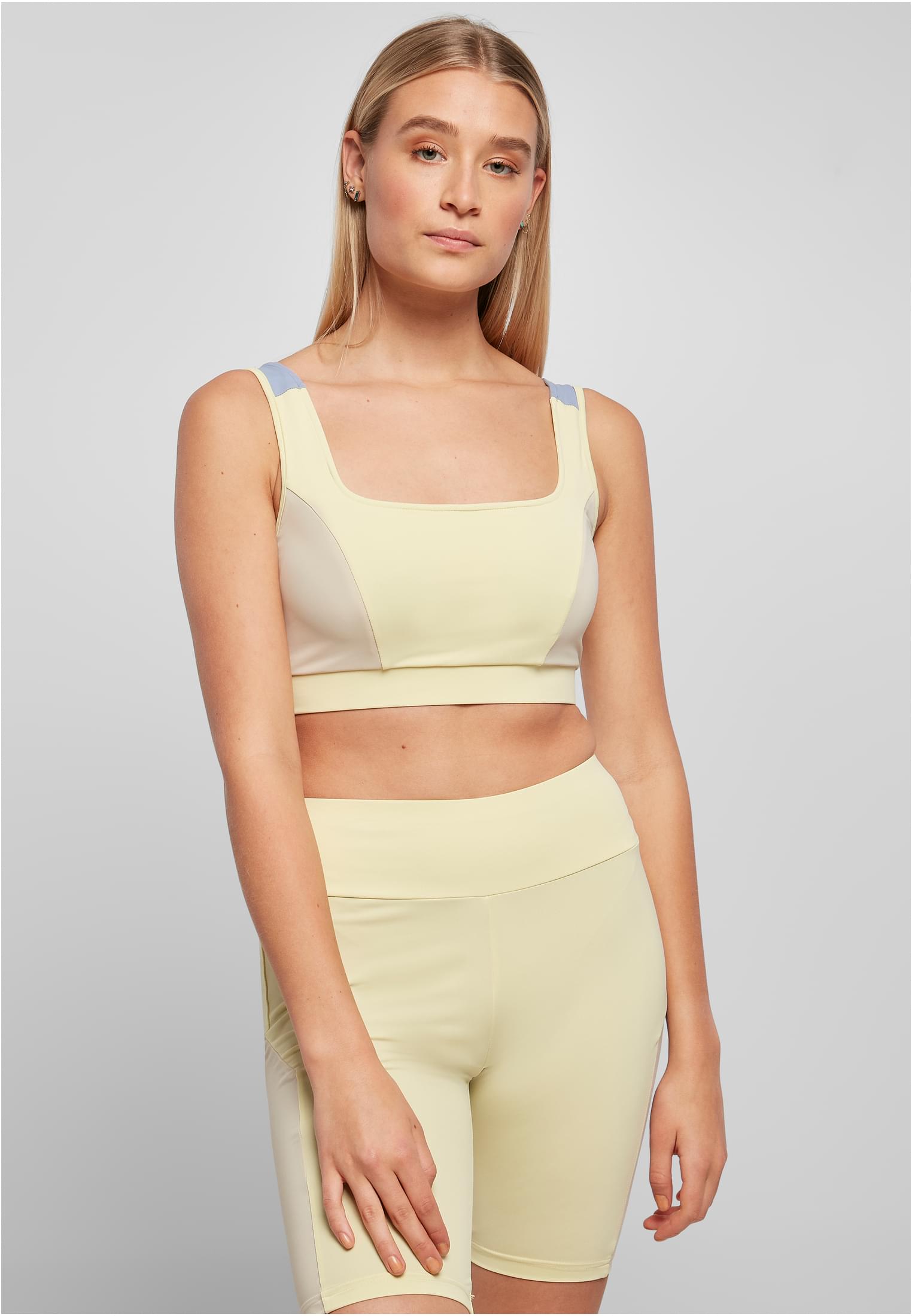 Ladies Color Block Bra | softyellow/softseagrass/vablue