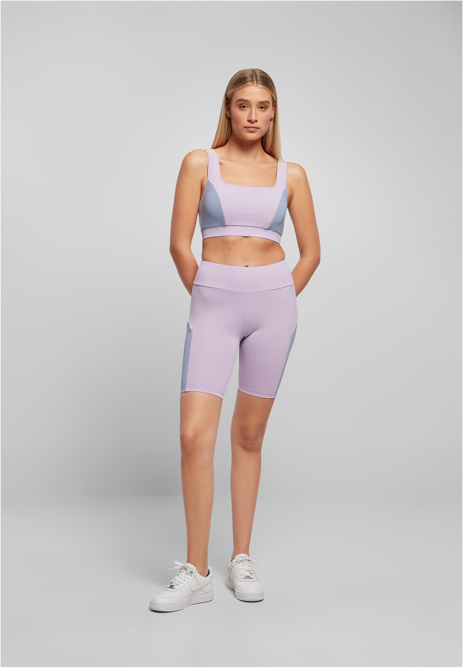 Ladies Color Block Cycle Shorts | lilac/violablue