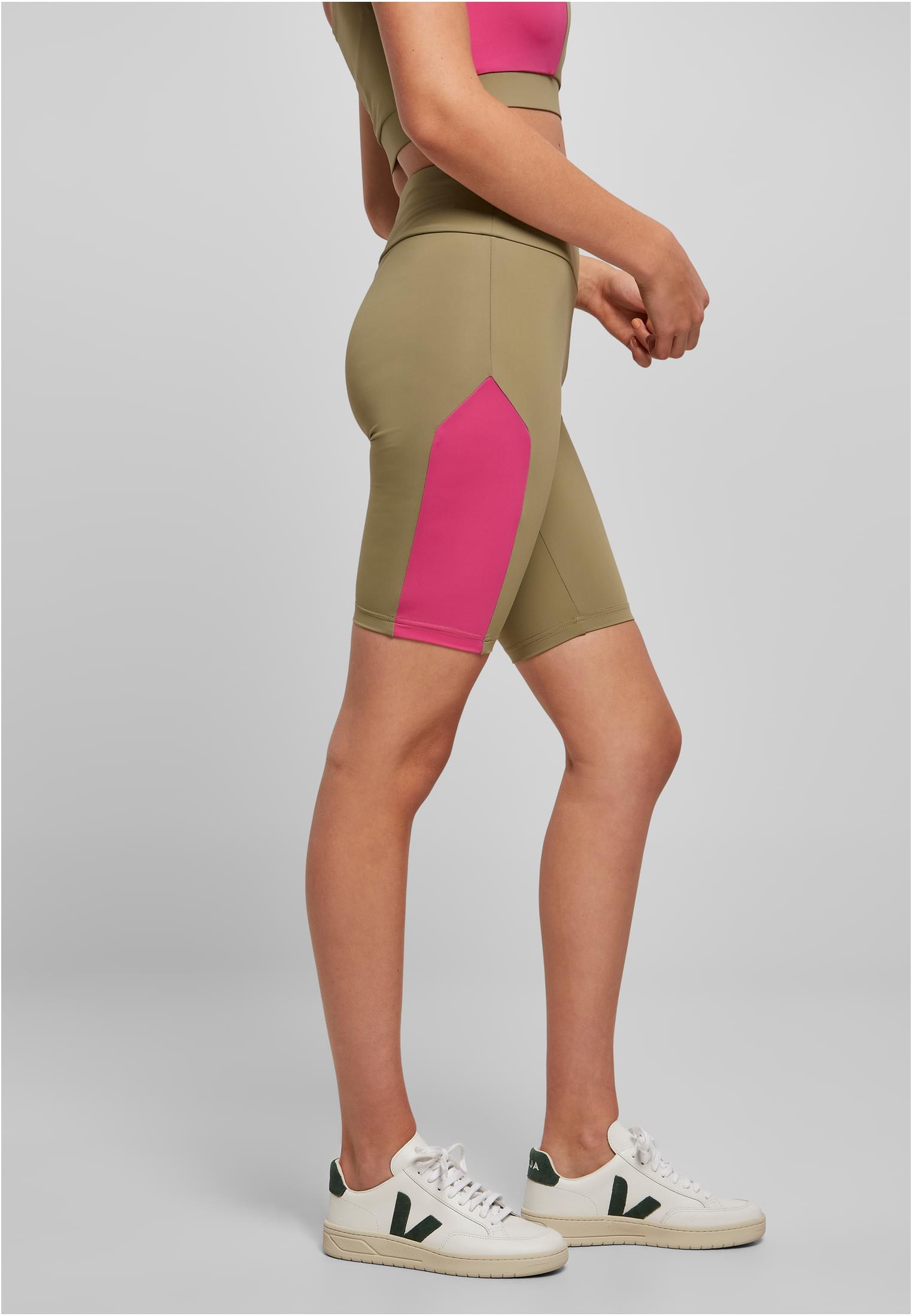 Ladies Color Block Cycle Shorts | khaki/brightviolet