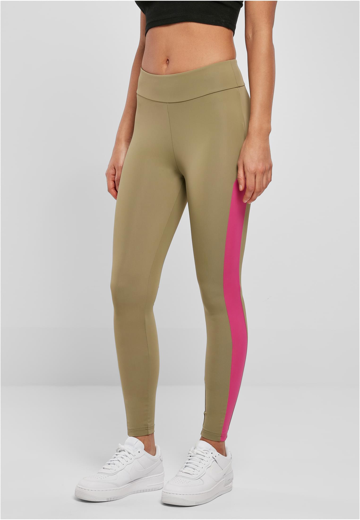 Ladies Color Block Leggings | khaki/brightviolet