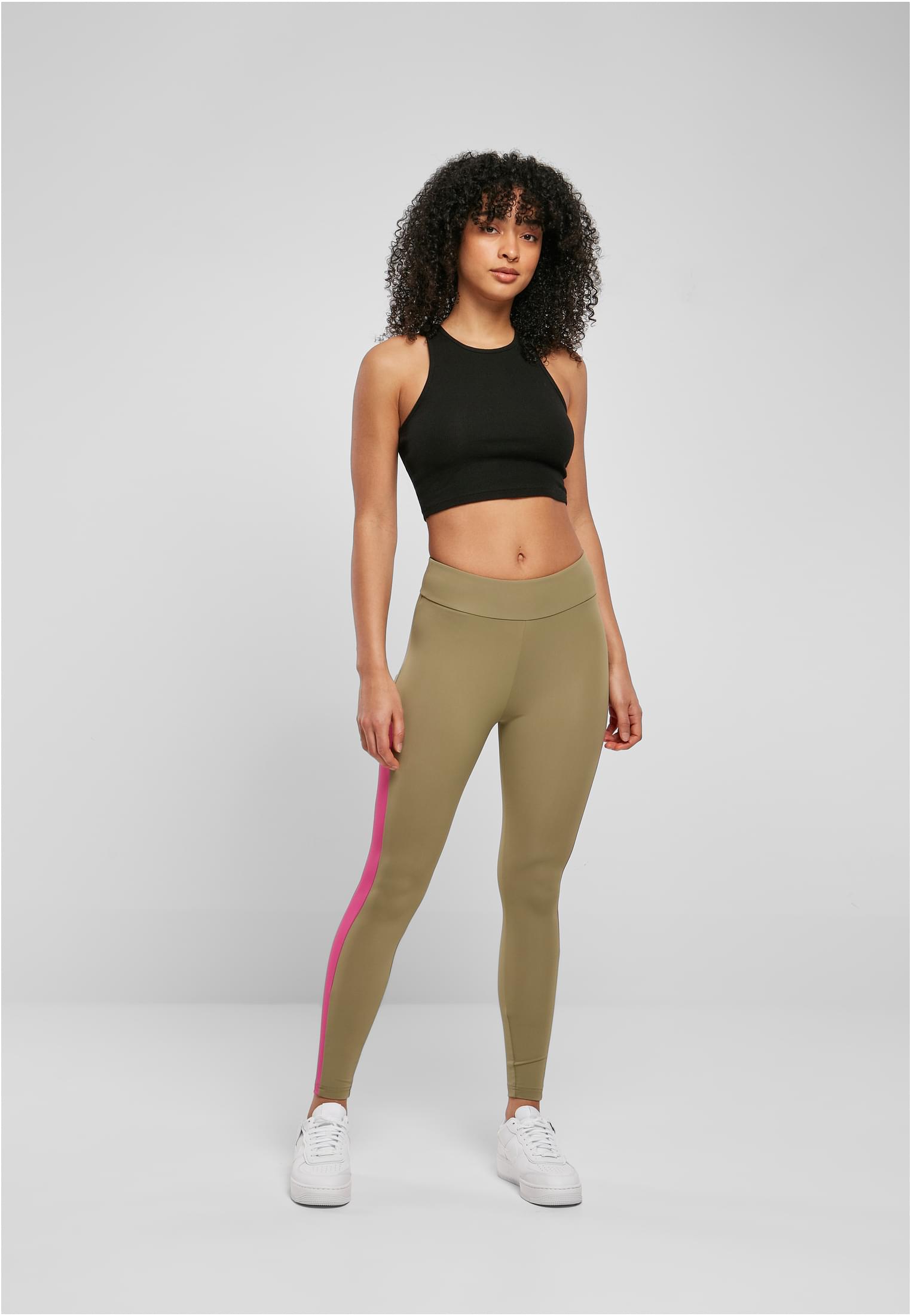 Ladies Color Block Leggings | khaki/brightviolet