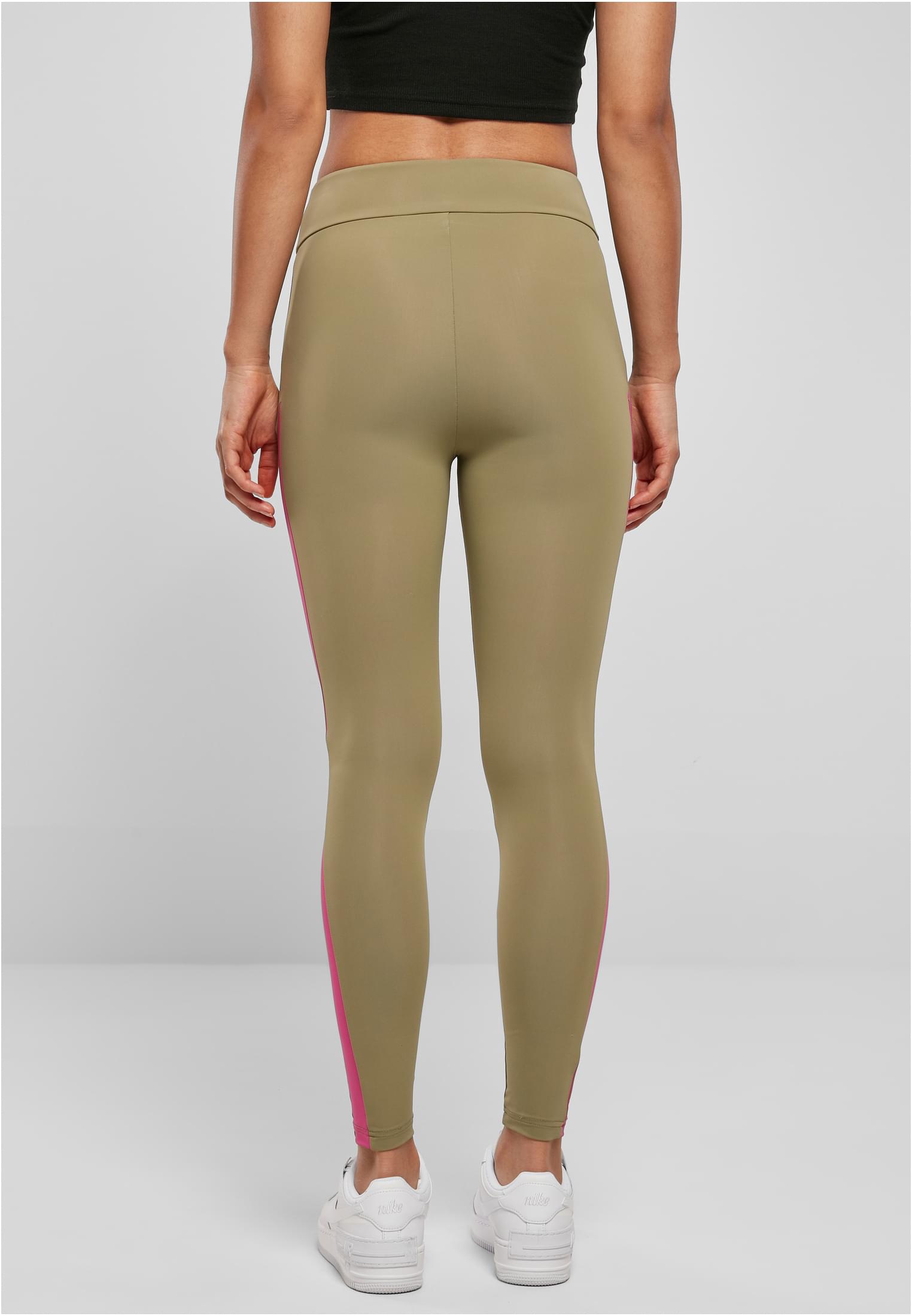 Ladies Color Block Leggings | khaki/brightviolet