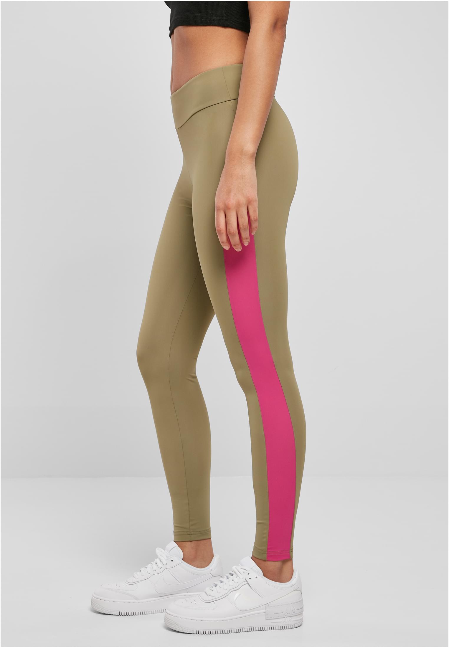 Ladies Color Block Leggings | khaki/brightviolet