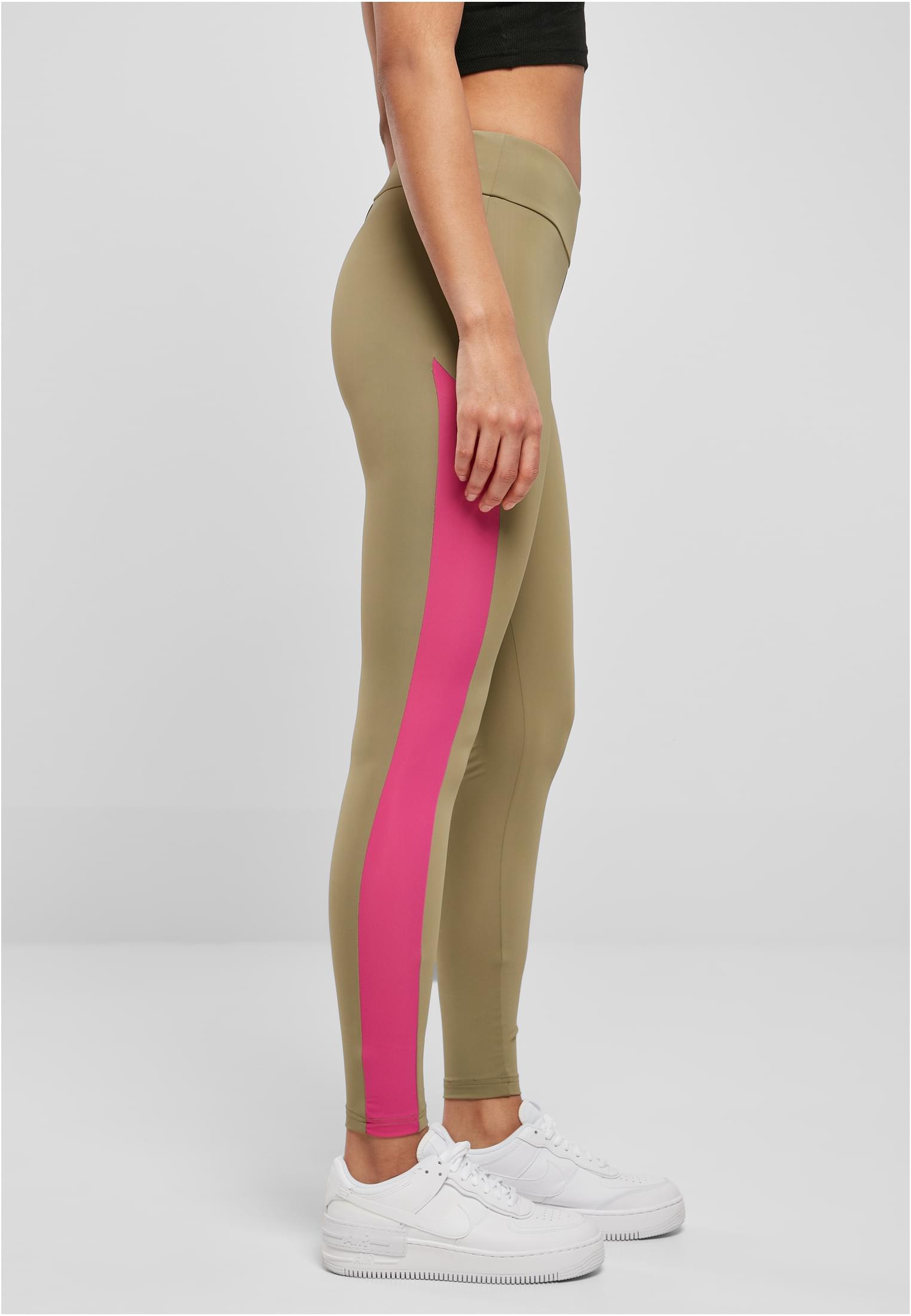 Ladies Color Block Leggings | khaki/brightviolet