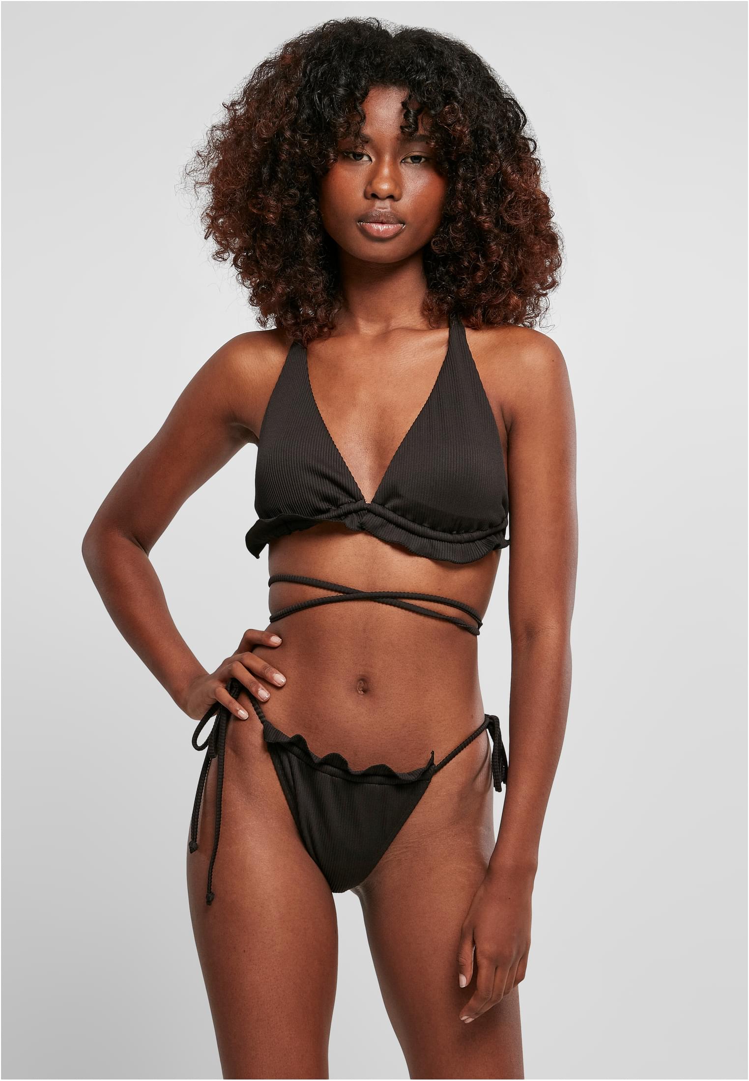 Ladies Rib Babylock Triangle Bikini | black