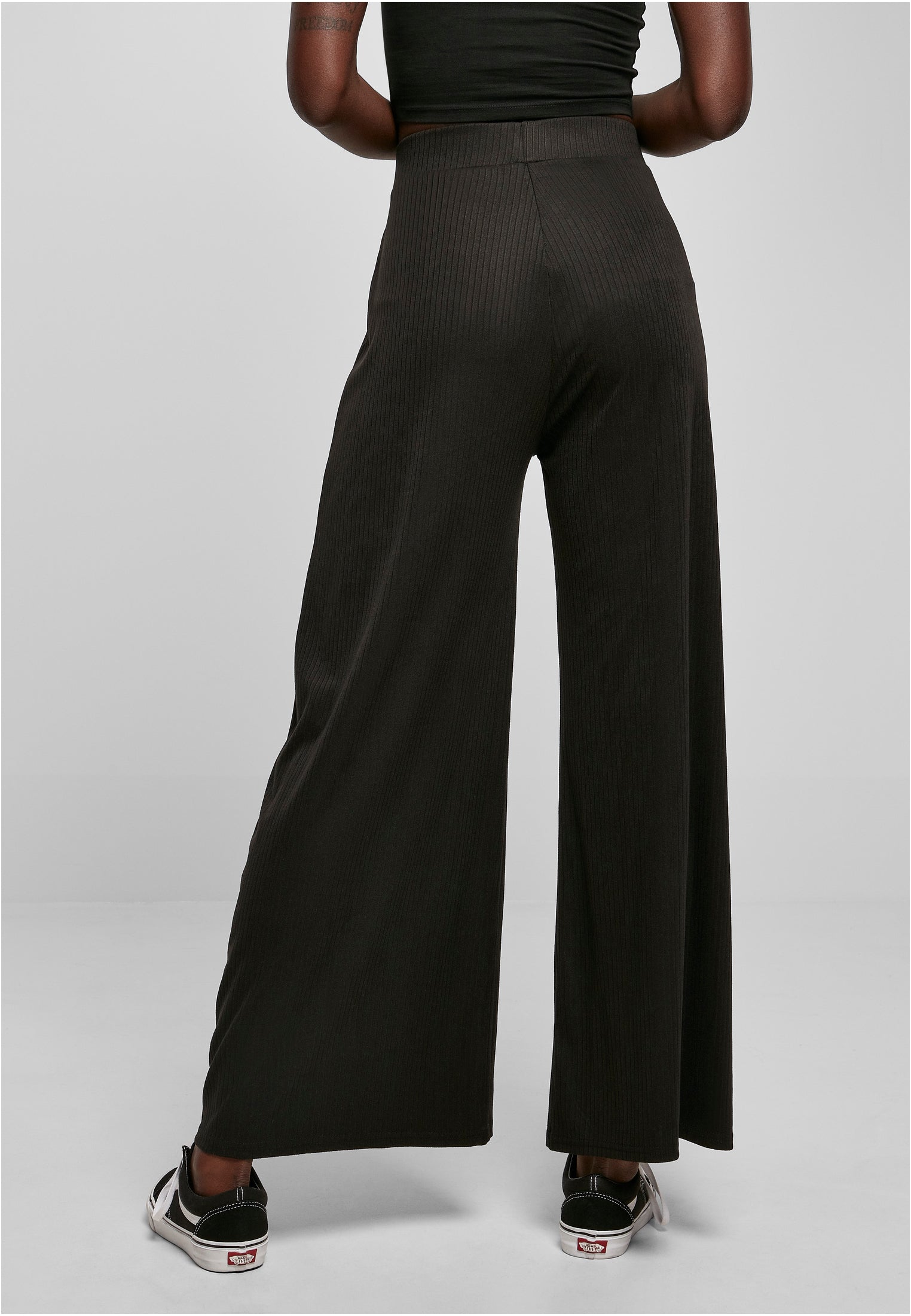 Ladies Rib Jersey Wide Leg Pants | black