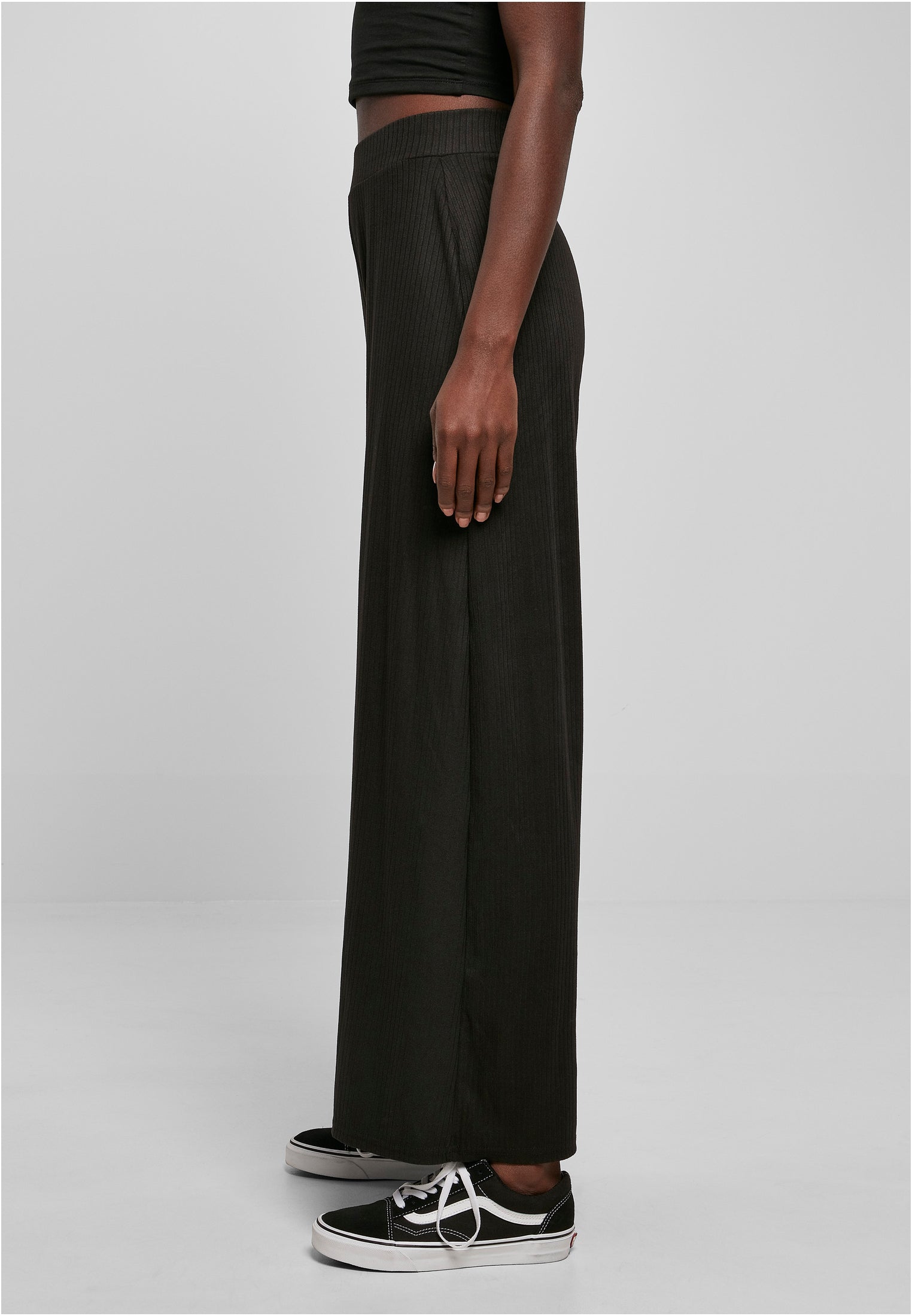 Ladies Rib Jersey Wide Leg Pants | black