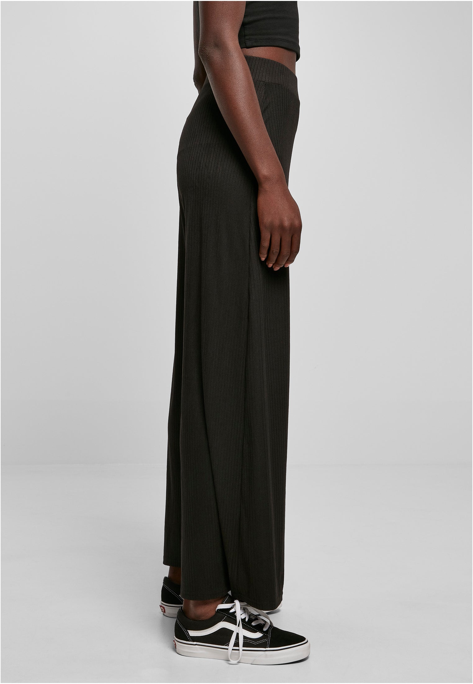 Ladies Rib Jersey Wide Leg Pants | black