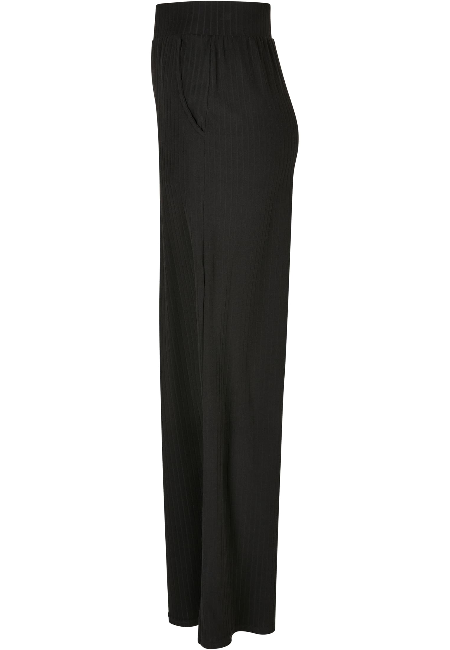 Ladies Rib Jersey Wide Leg Pants | black