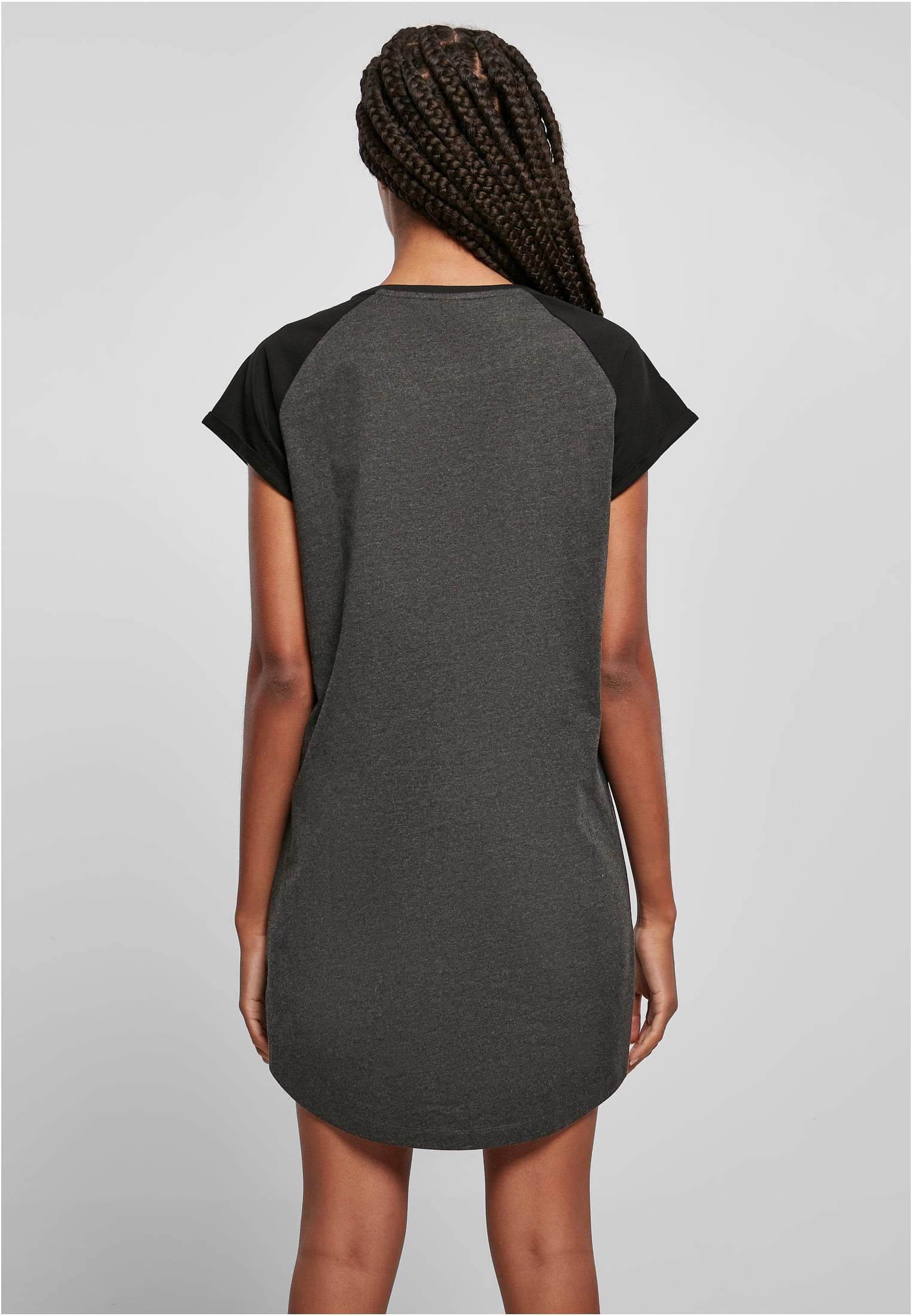 Ladies Contrast Raglan Tee Dress | charcoal/black