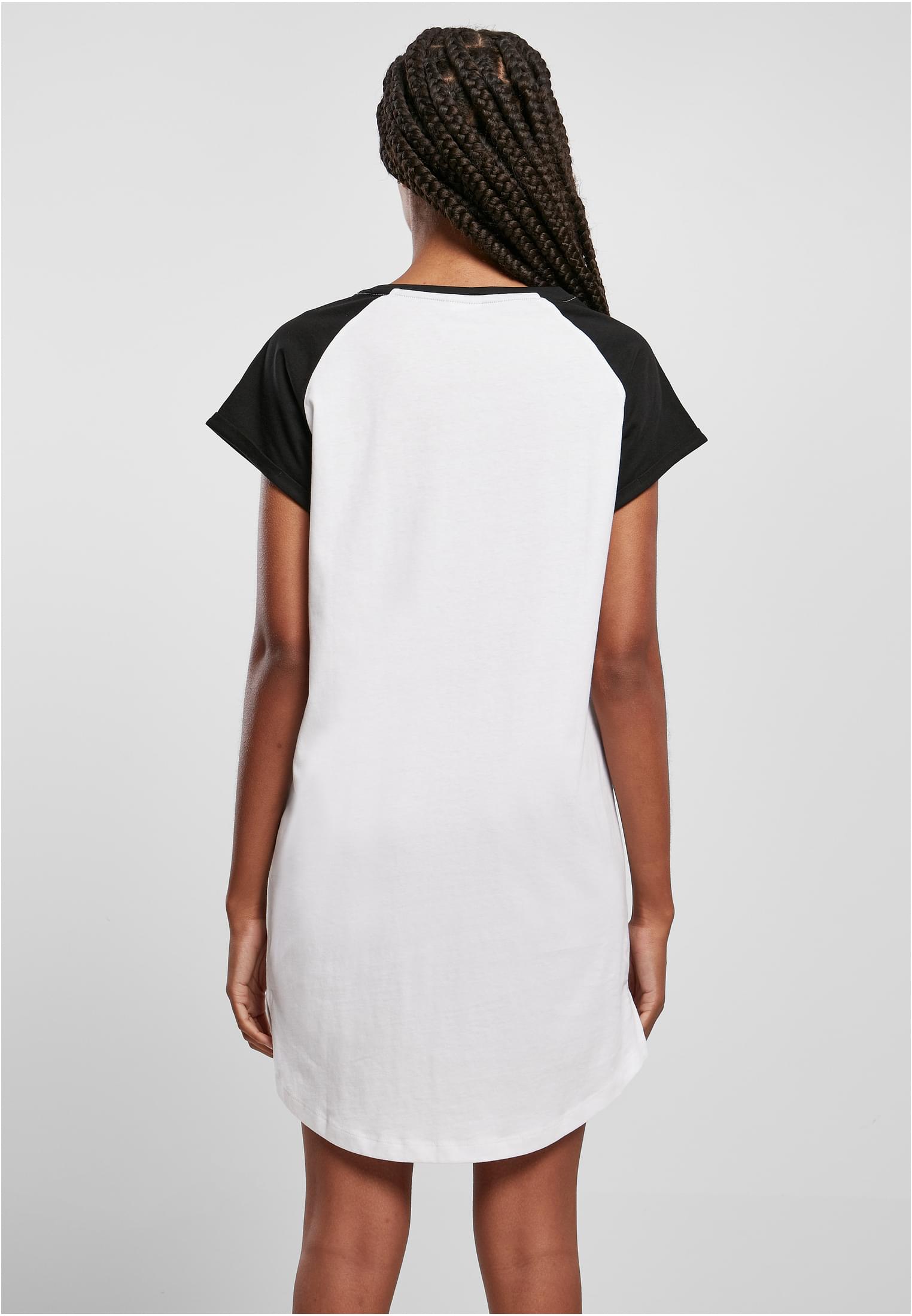 Ladies Contrast Raglan Tee Dress | white/black