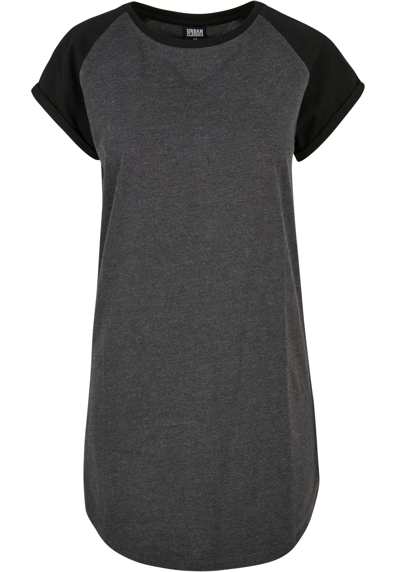 Ladies Contrast Raglan Tee Dress | charcoal/black