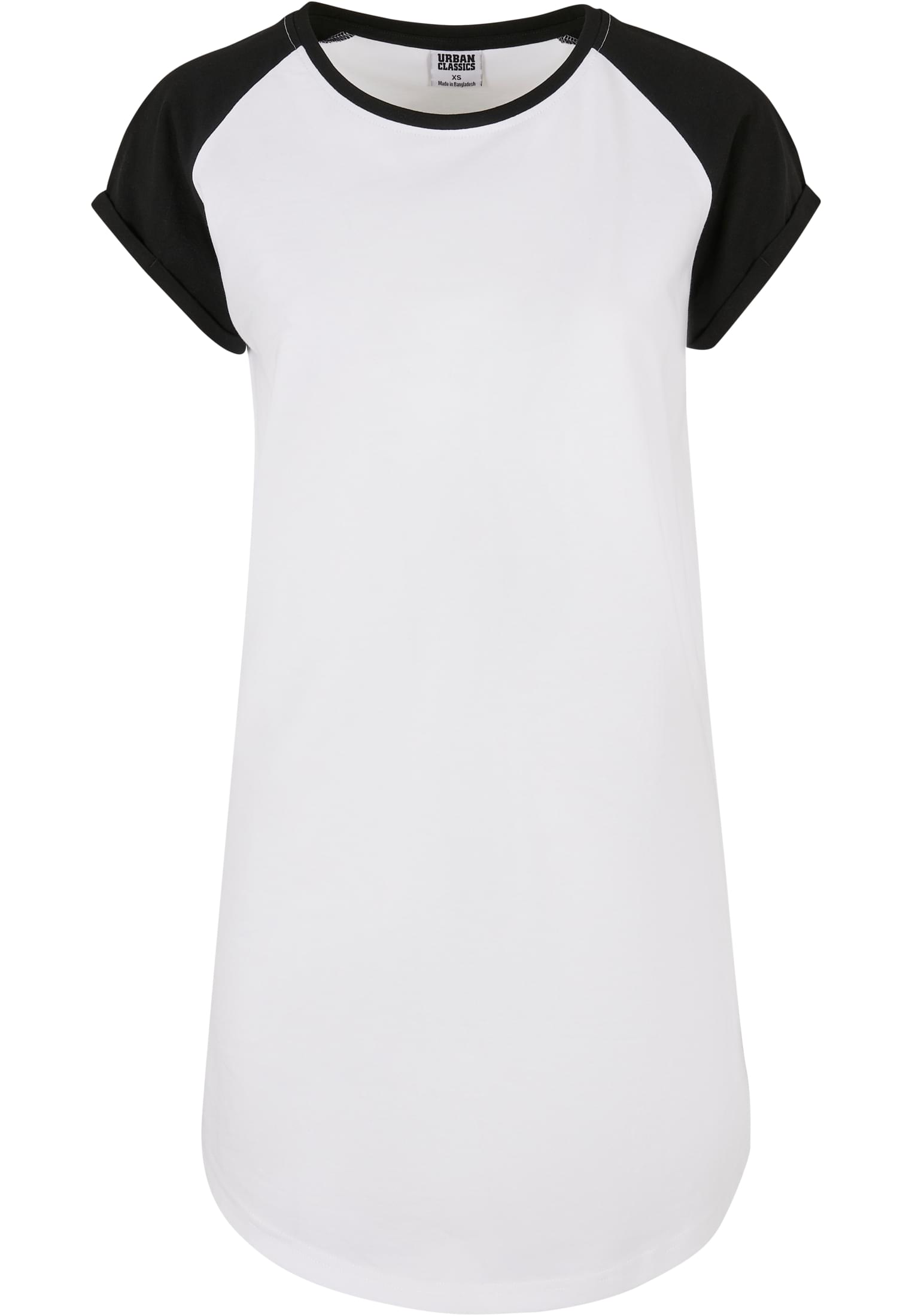 Ladies Contrast Raglan Tee Dress | white/black